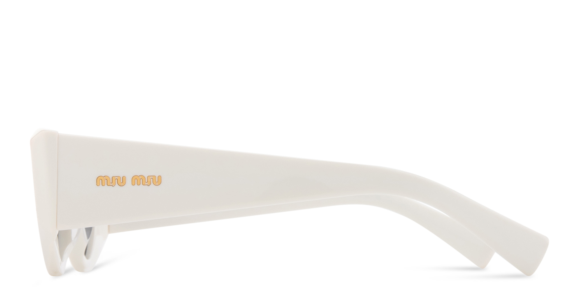 Shop MIU MIU Vertical Logo Cat-Eye Sunglasses in White online.