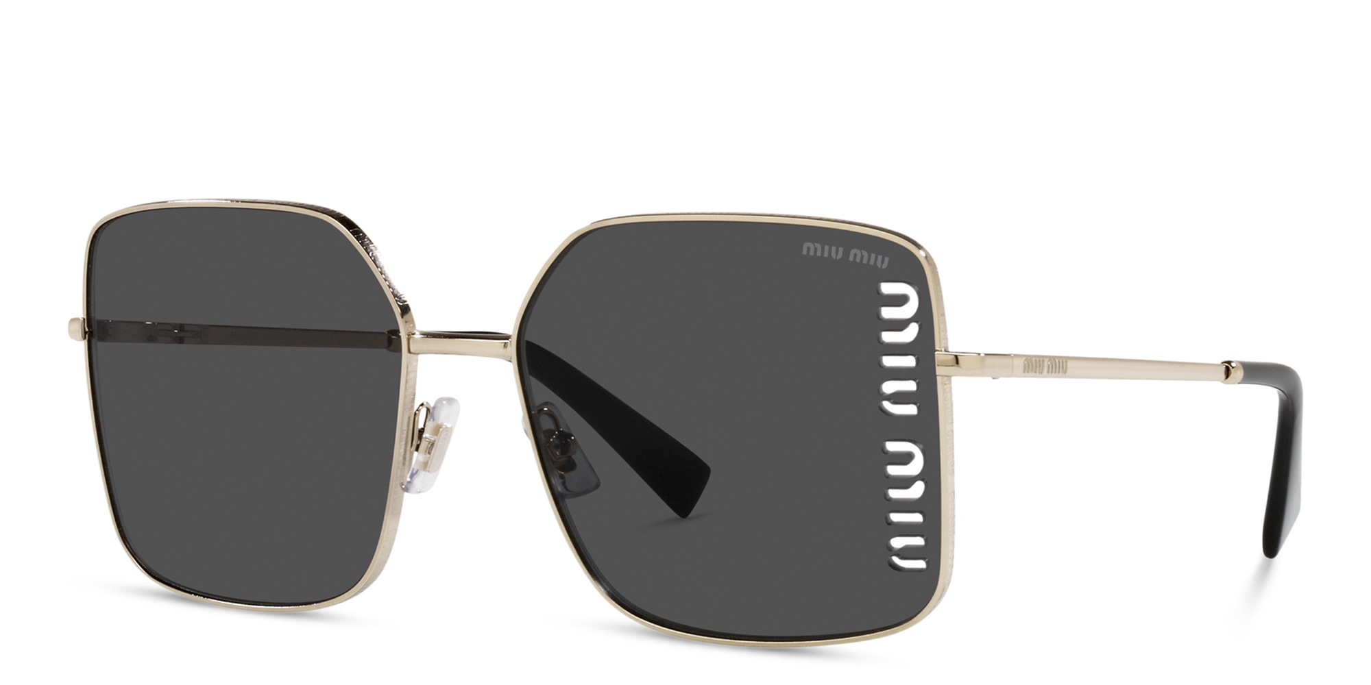 MIU MIU Oversized Square Sunglasses in Pale Gold – Product Photo 2