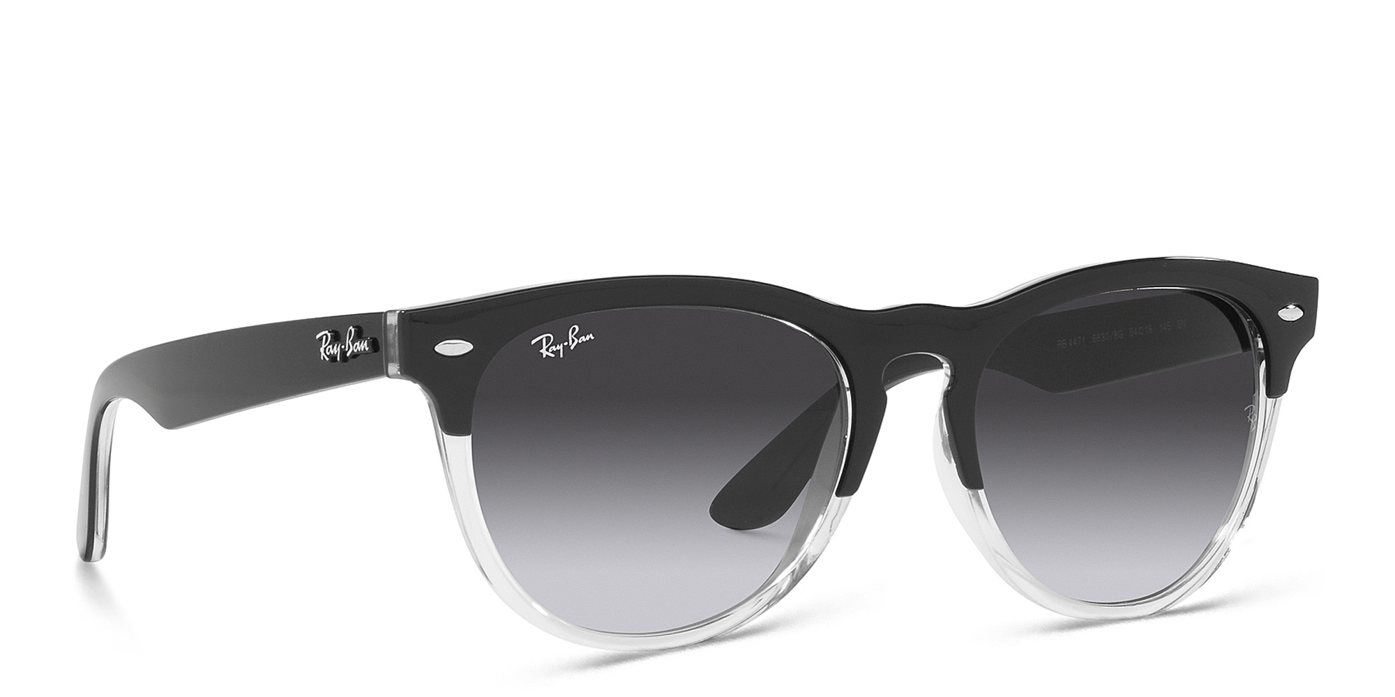 Shop Ray-Ban Unisex Round Sunglasses in Black On Transparent online.