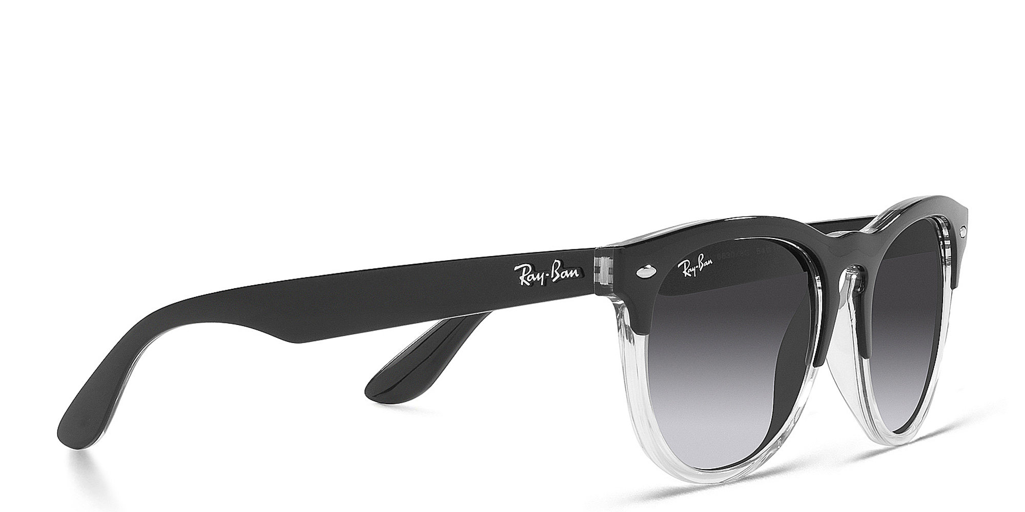 Shop Ray-Ban Unisex Round Sunglasses in Black On Transparent online.