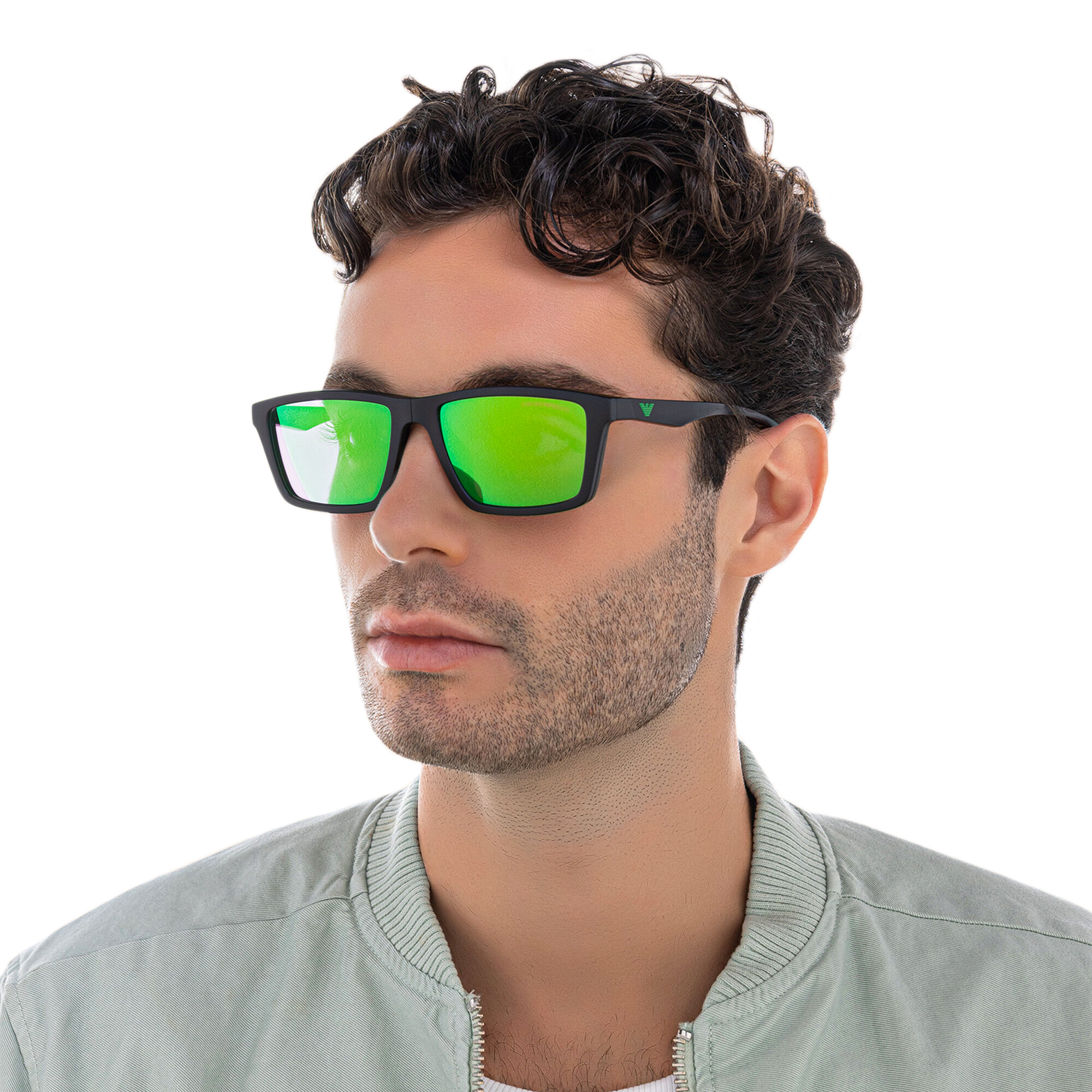 نظارات طبية بإطار مستطيل واسع من امبوريو أرماني بلون أسود مطفي - صورة المنتج 5