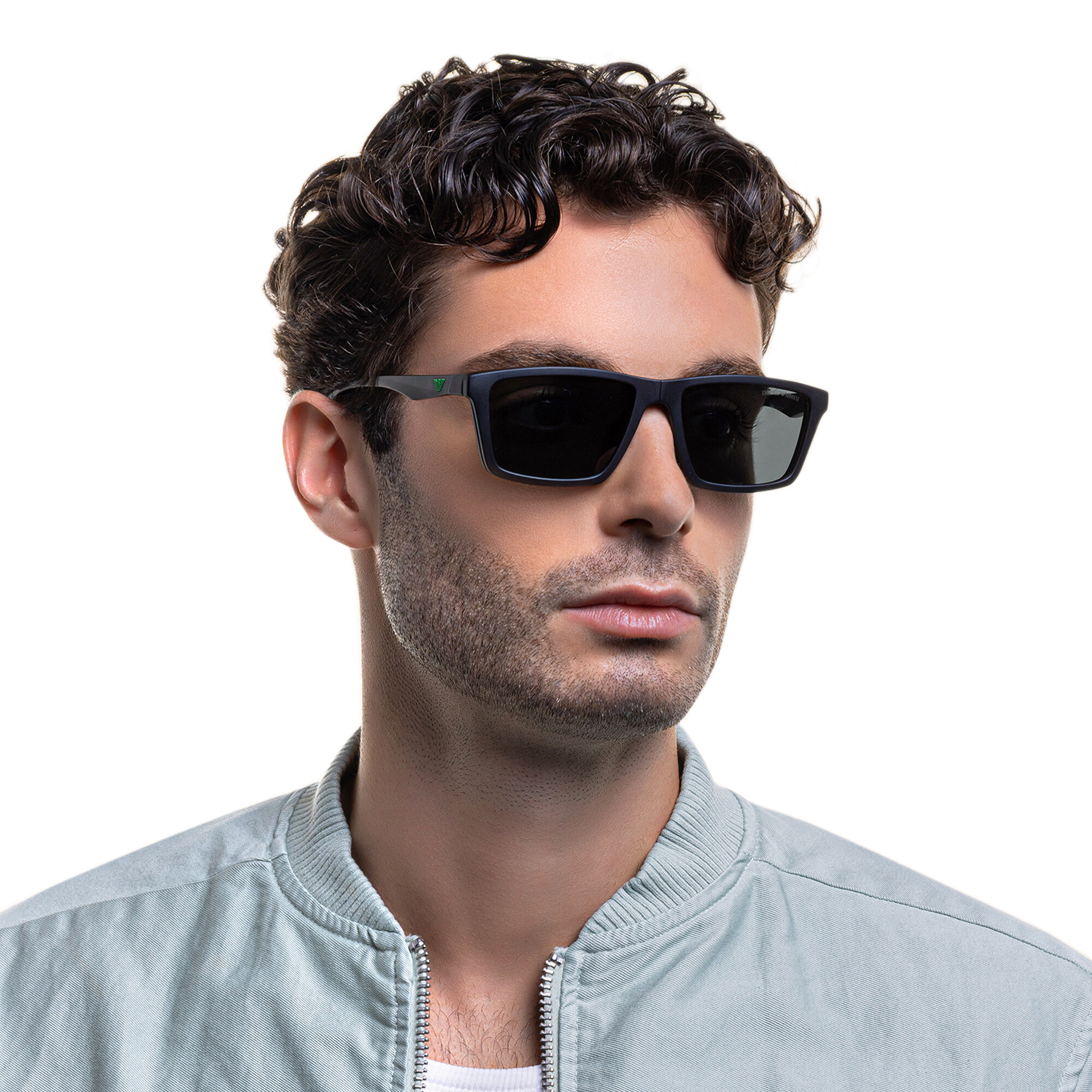 Emporio Armani Wide Rectangle Eyeglasses in Matte Black – Product Photo 7