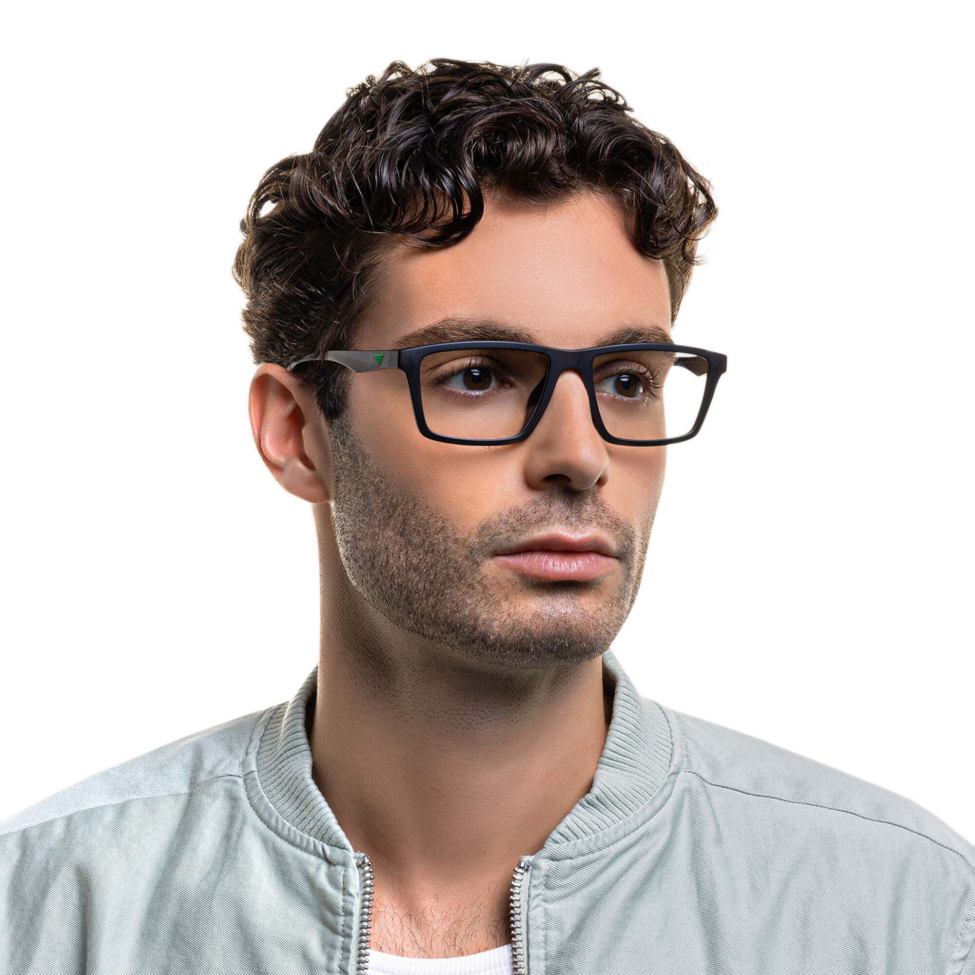 Emporio Armani Wide Rectangle Eyeglasses in Matte Black – Product Photo 8