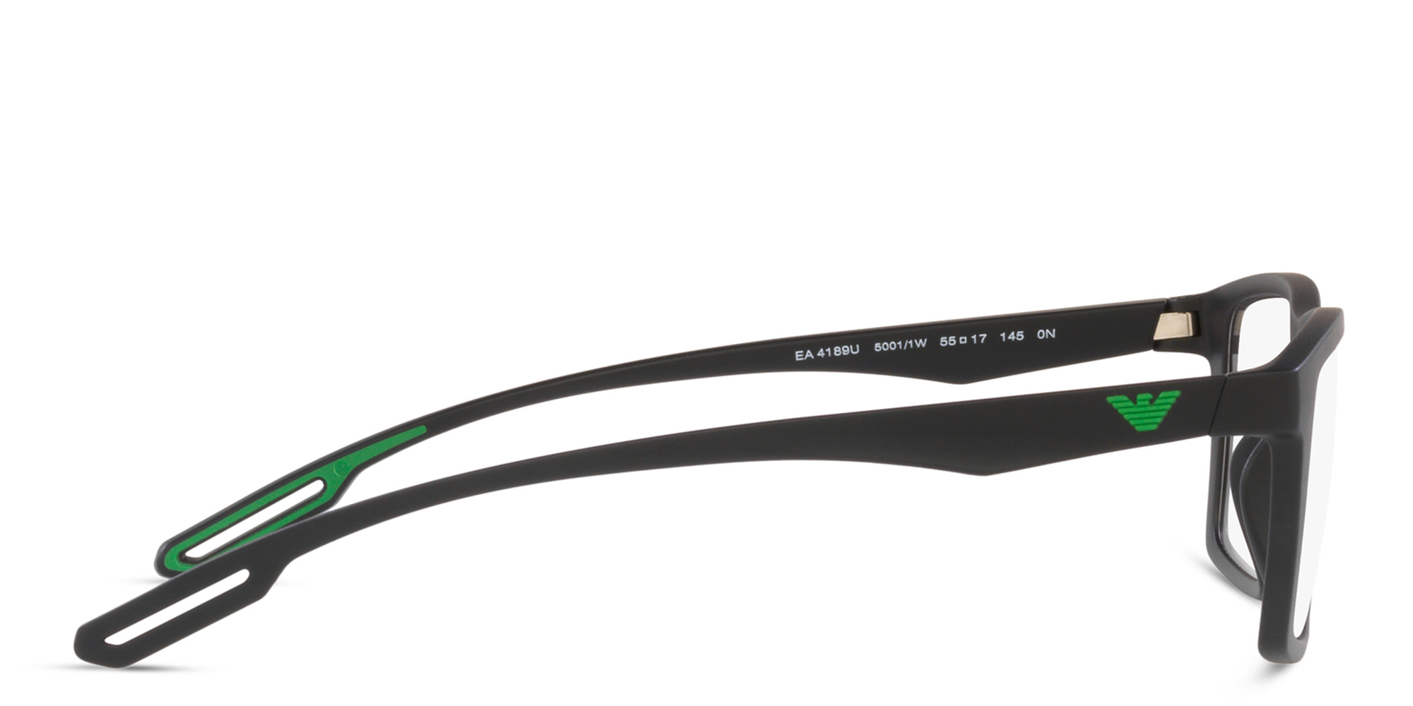 Emporio Armani Wide Rectangle Eyeglasses in Matte Black – Product Photo 3