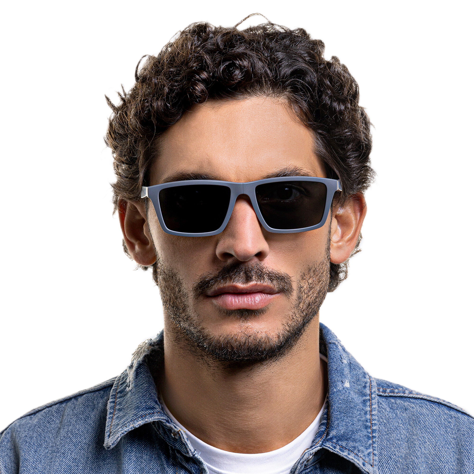 نظارات طبية بإطار مستطيل واسع من امبوريو أرماني بلون رمادي مطفي - صورة المنتج 9