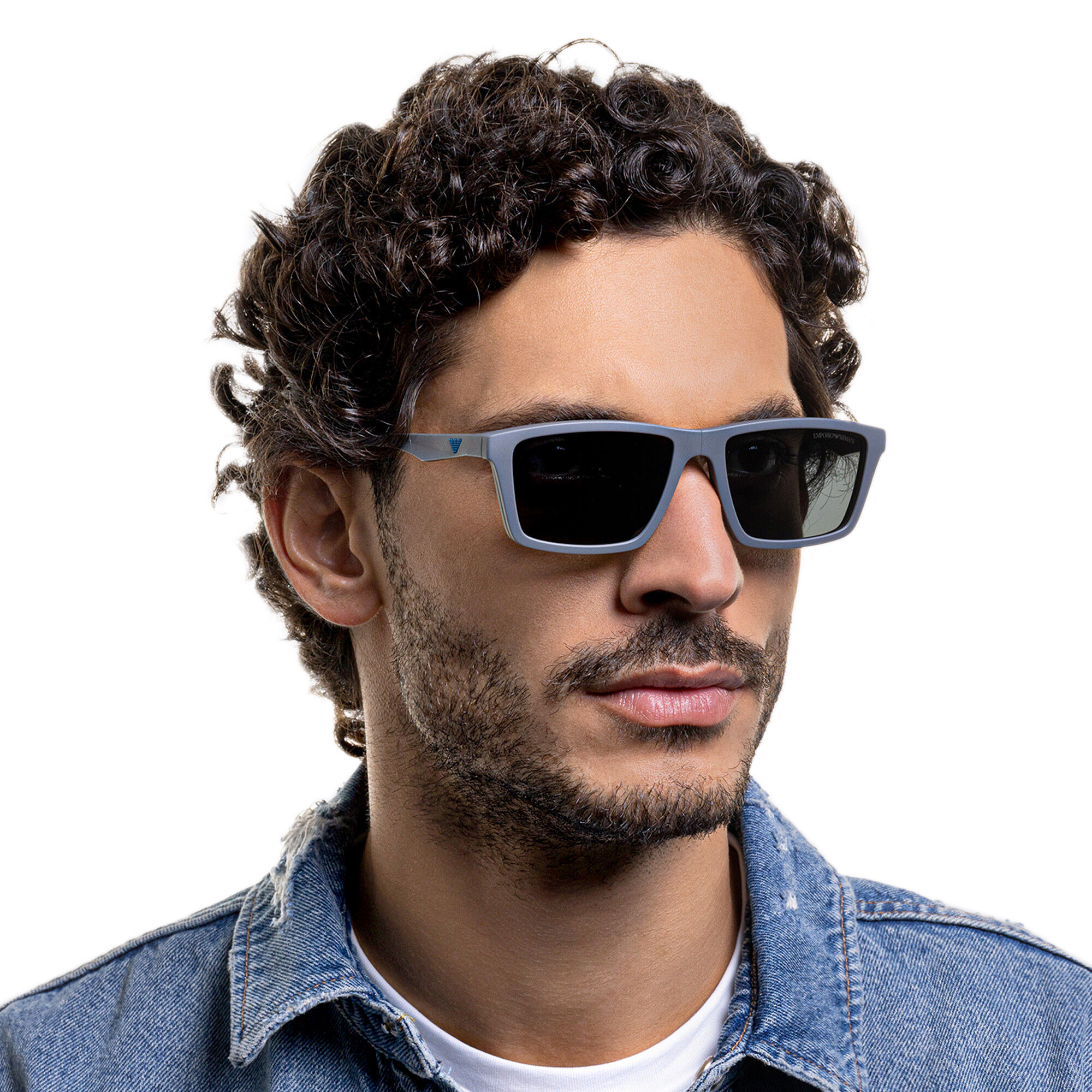 Emporio Armani Wide Rectangle Eyeglasses in Matte Grey – Product Photo 11