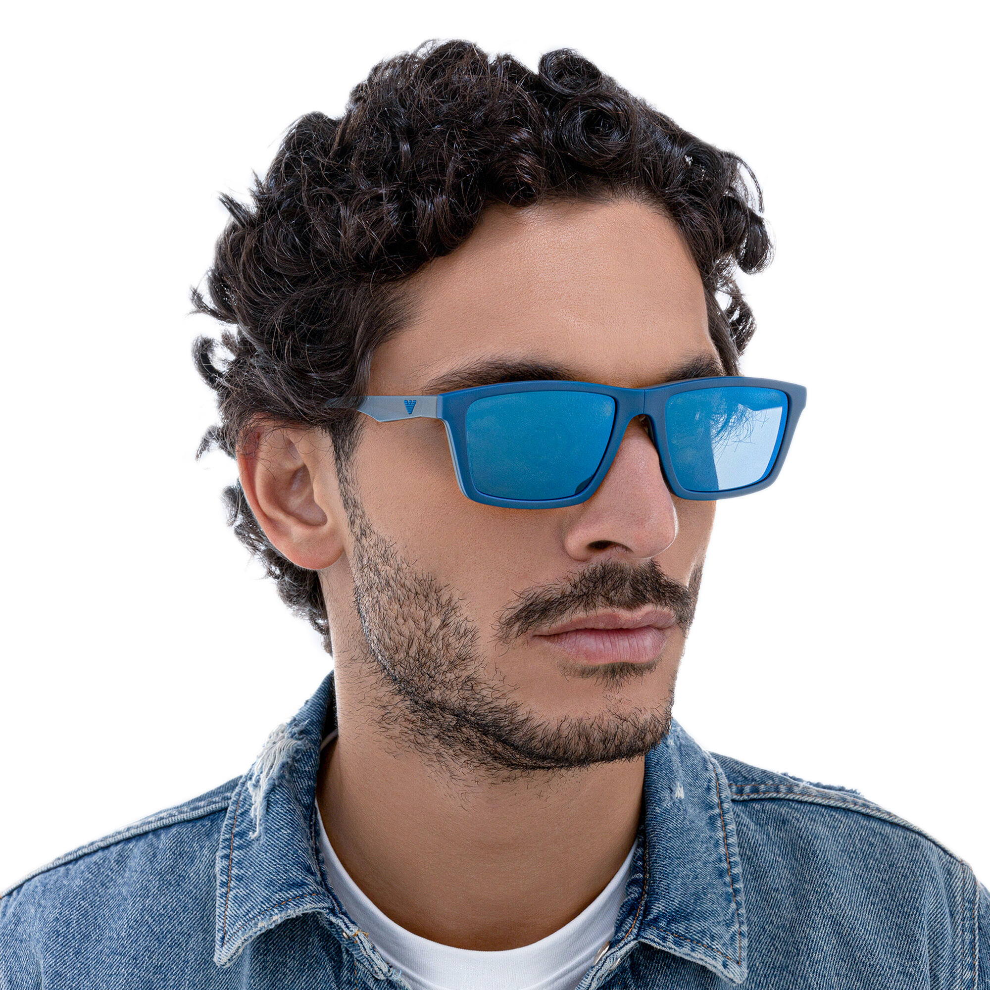 Emporio Armani Wide Rectangle Eyeglasses in Matte Grey – Product Photo 18