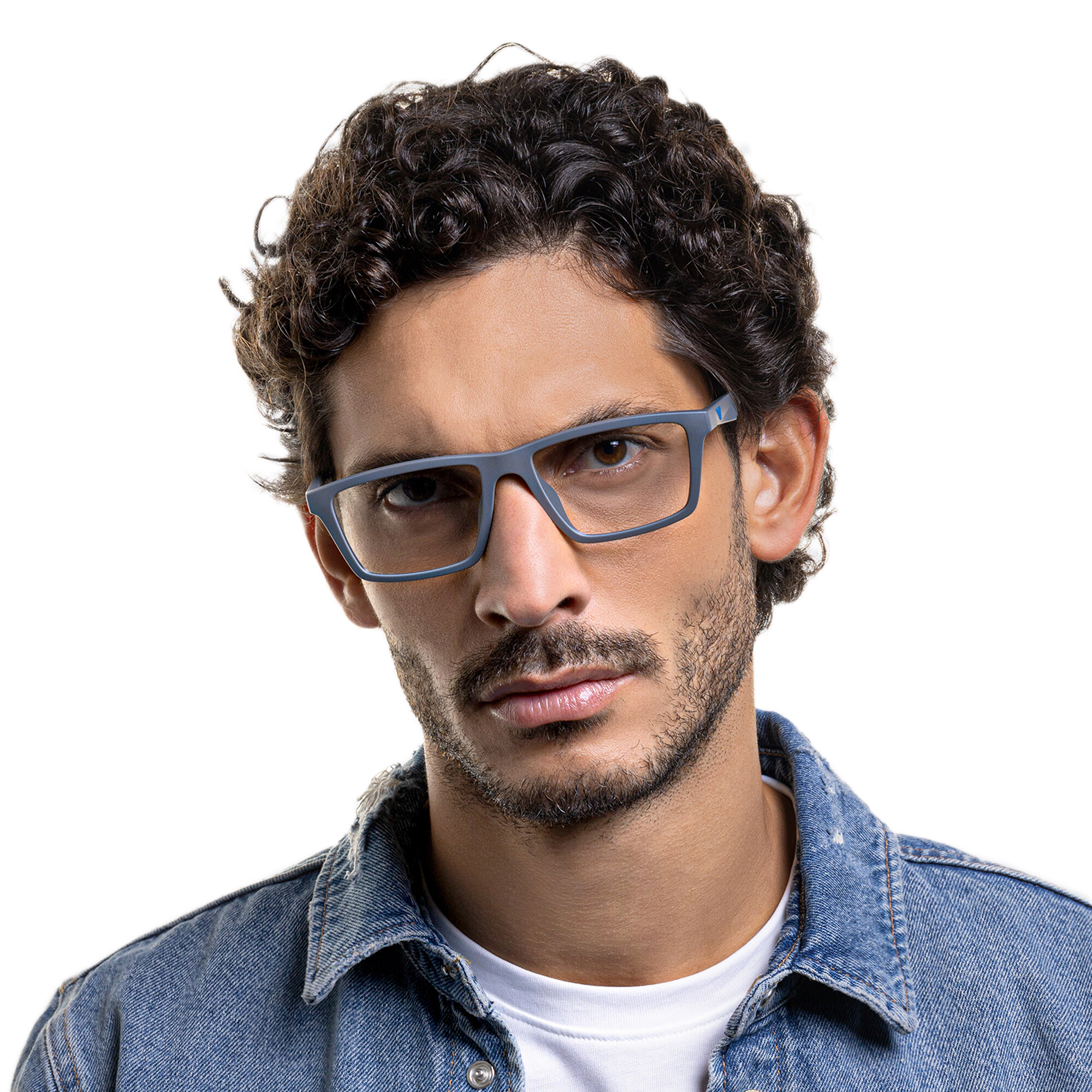 Emporio Armani Wide Rectangle Eyeglasses in Matte Grey – Product Photo 7