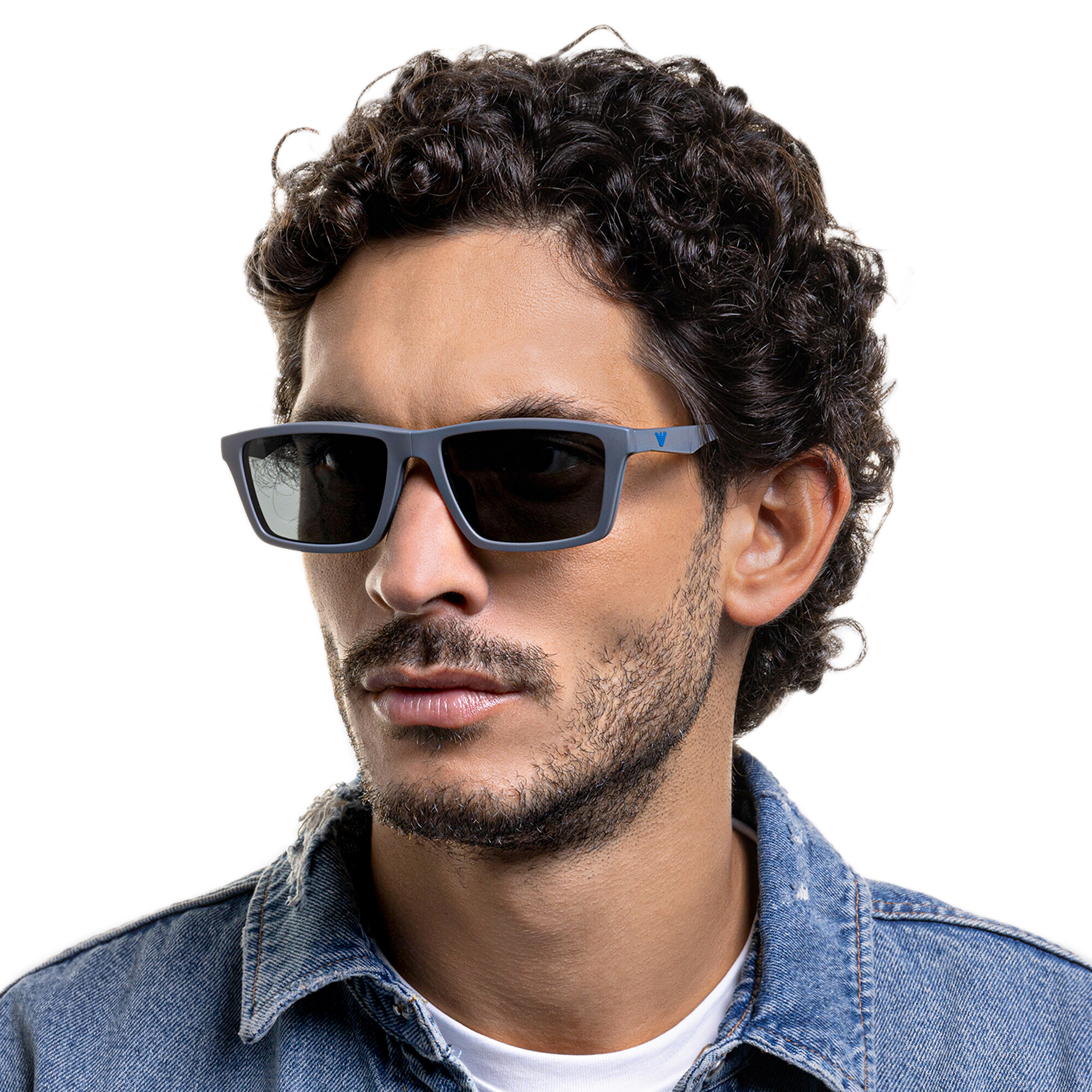 Emporio Armani Wide Rectangle Eyeglasses in Matte Grey – Product Photo 10