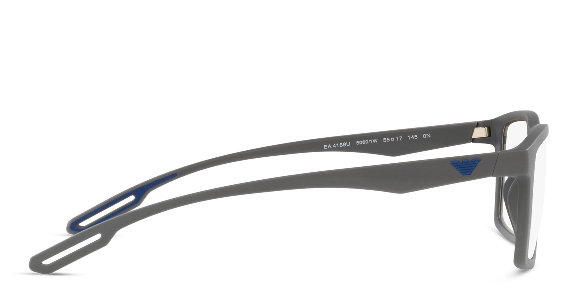 Emporio Armani Wide Rectangle Eyeglasses in Matte Grey – Product Photo 3