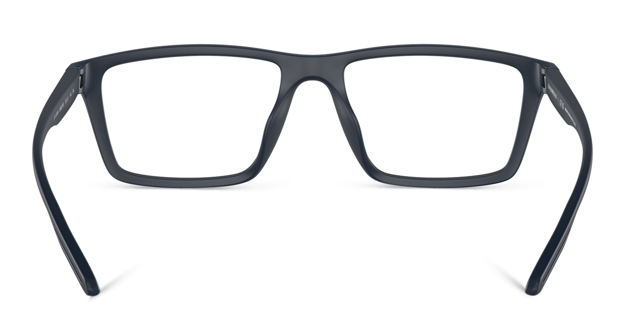 Emporio Armani Wide Rectangle Eyeglasses in Matte Blue – Product Photo 4