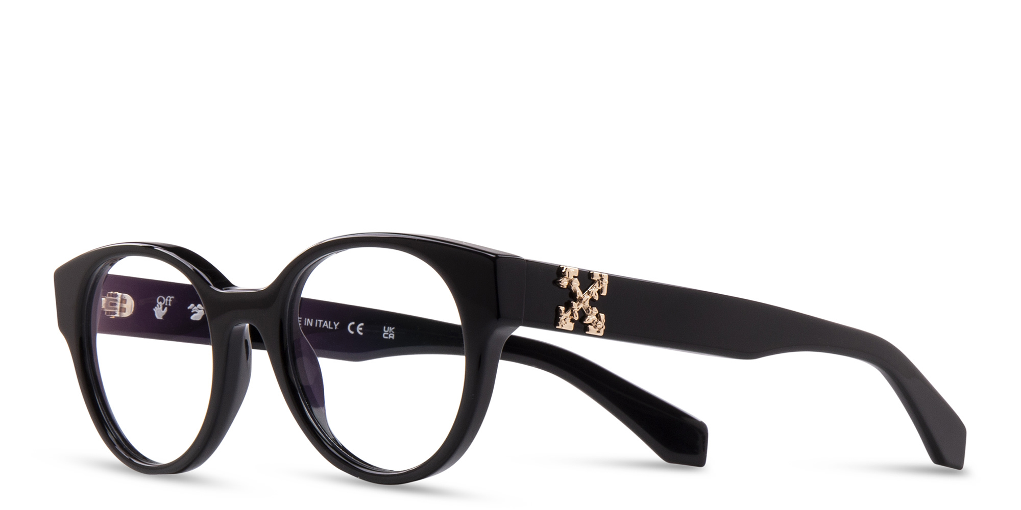Shop OFF WHITE Style 2 Round Eyeglasses in Black online.