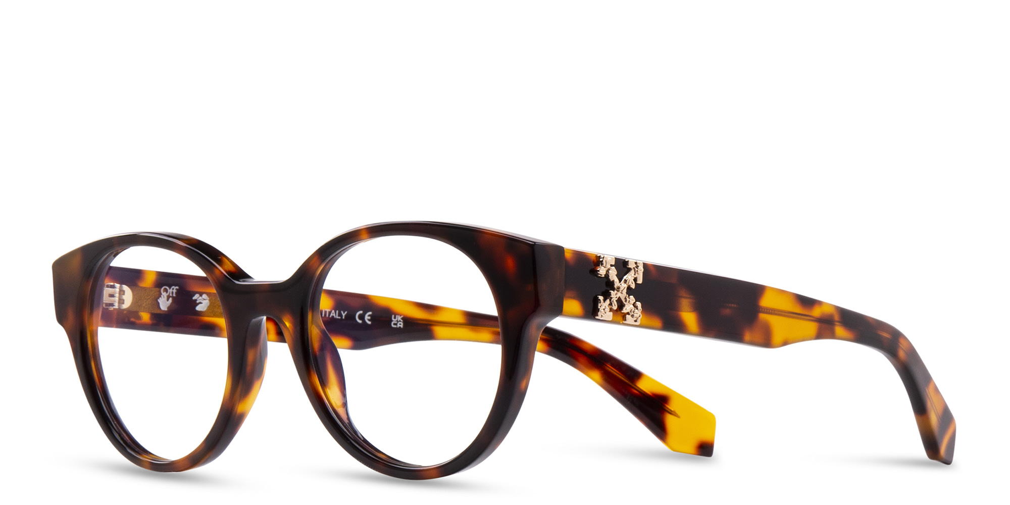 OFF WHITE Style 2 Round Eyeglasses in Havana – Product Photo 2