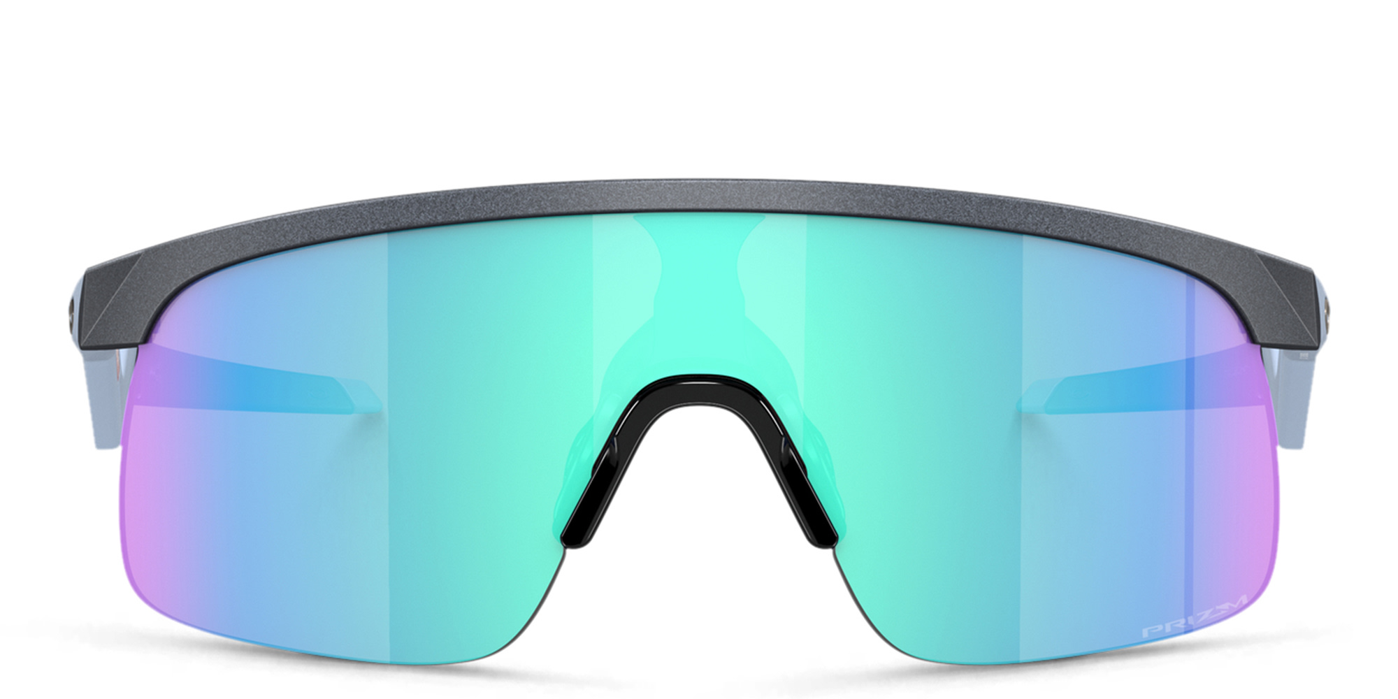 Shop Oakley Half-Rim Mask Sunglasses in Blue Steel online.