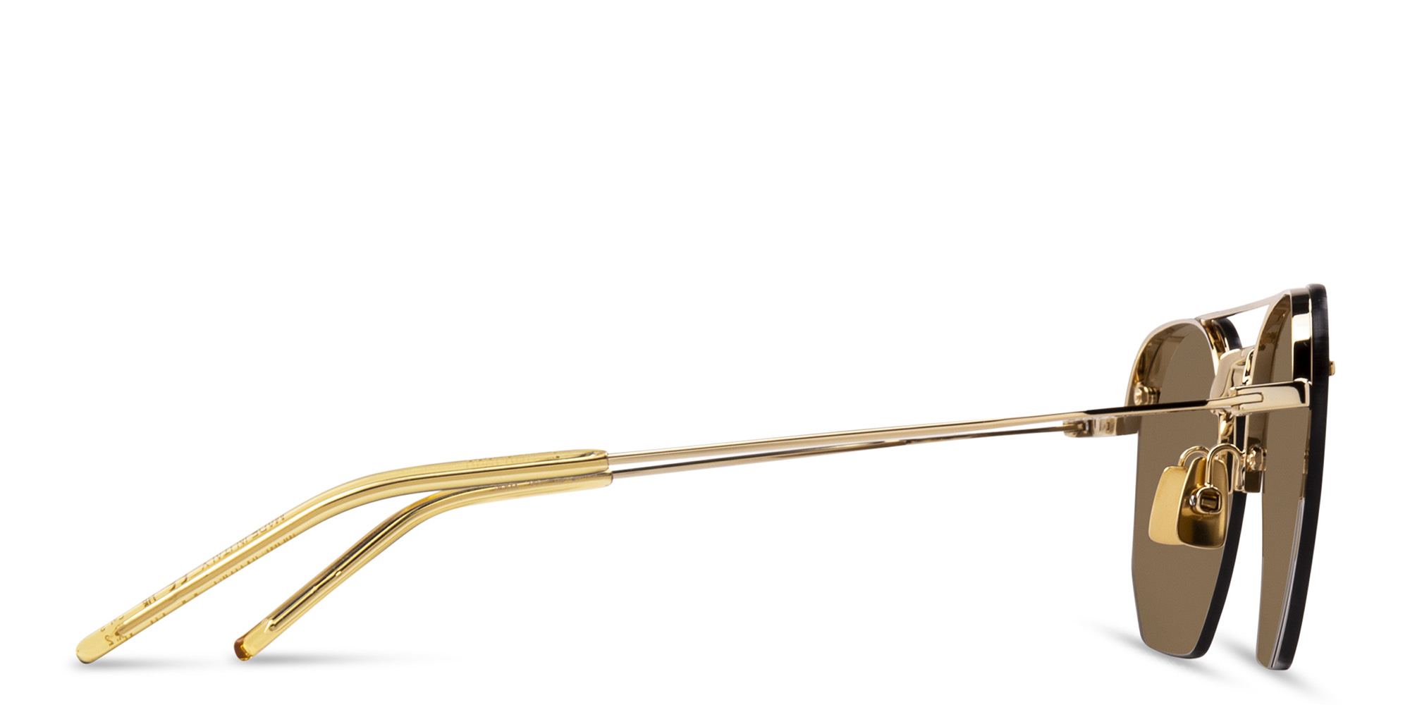 Shop SAINT LAURENT Half-Rim Irregular Sunglasses in Gold online.