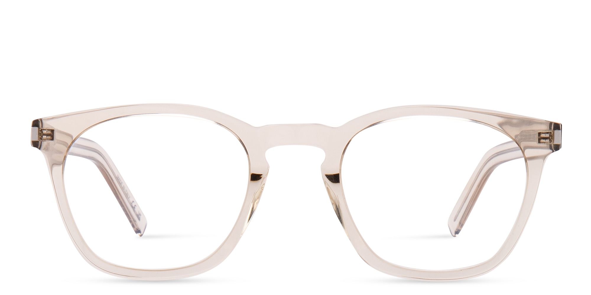 Shop SAINT LAURENT Unisex Round Eyeglasses in Beige online.