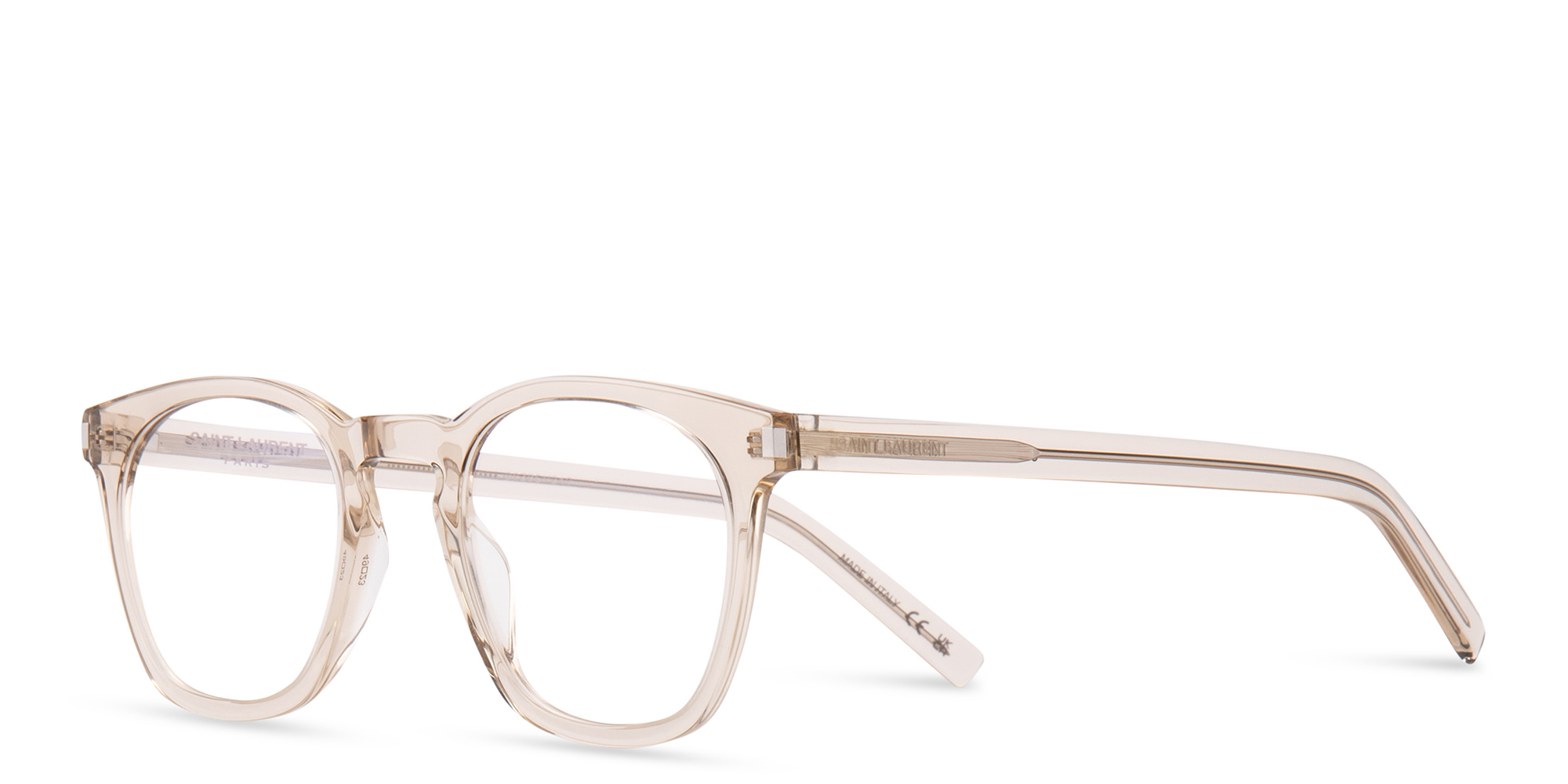 Shop SAINT LAURENT Unisex Round Eyeglasses in Beige online.