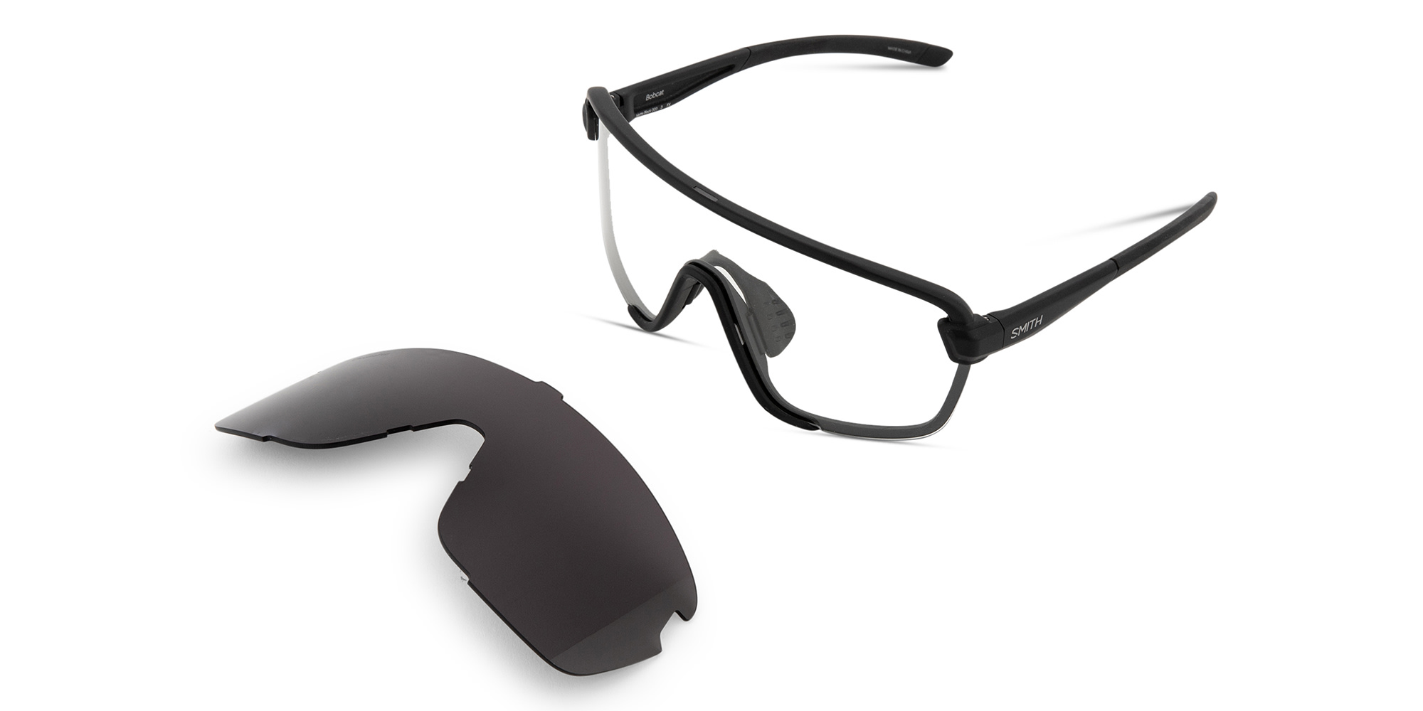 Shop SMITH Unisex Wide Irregular Sunglasses in Black online.