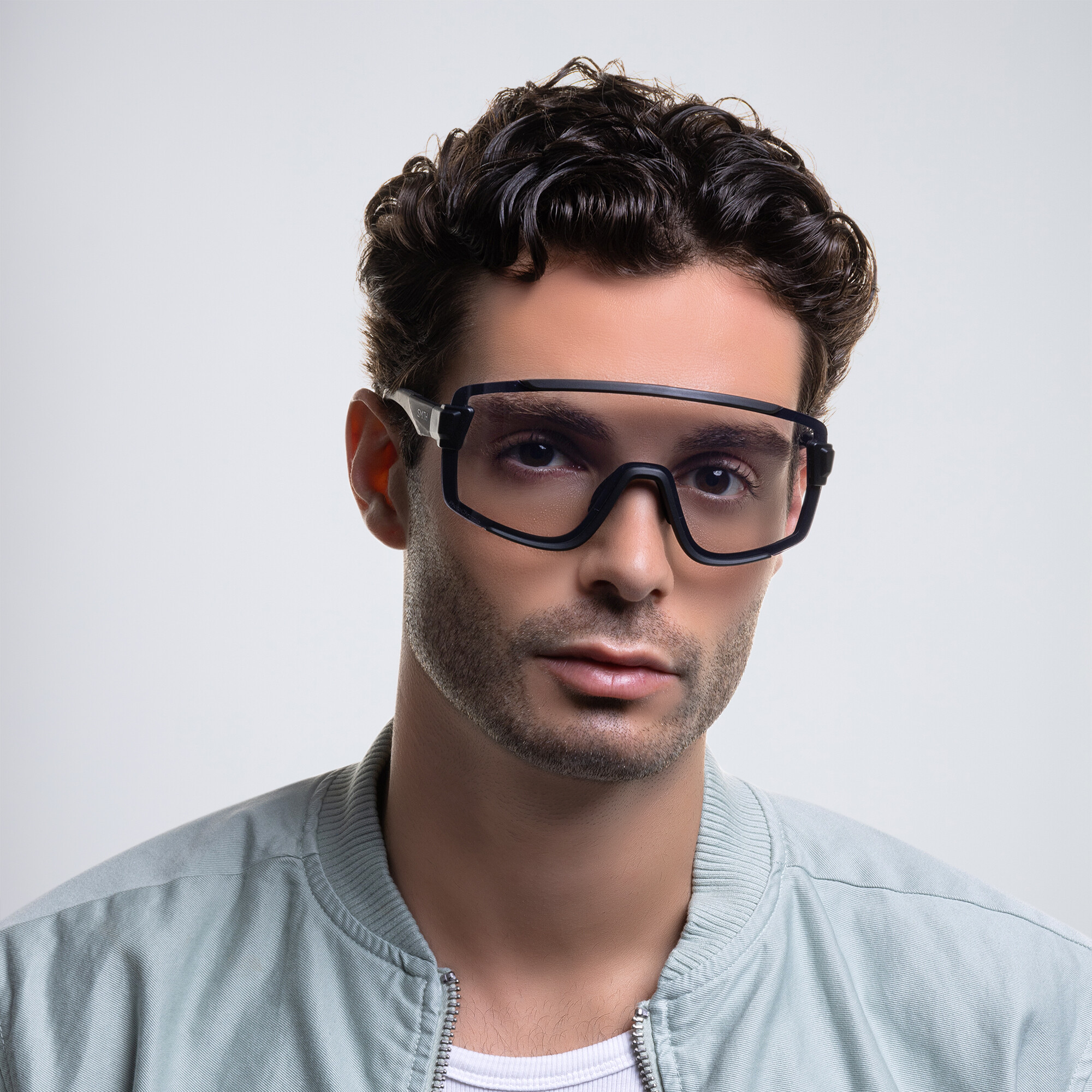 Shop SMITH Unisex Rimless Wide Irregular Sunglasses in Black online.