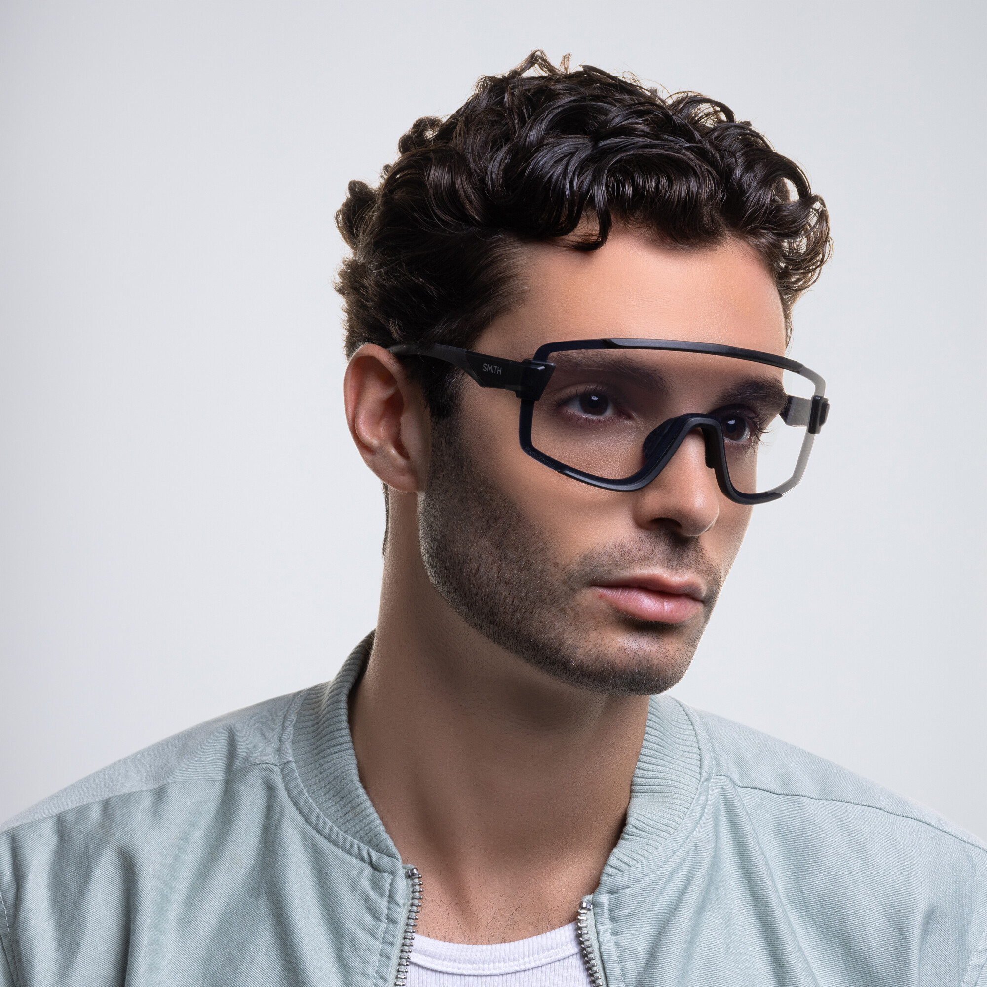 Shop SMITH Unisex Rimless Wide Irregular Sunglasses in Black online.