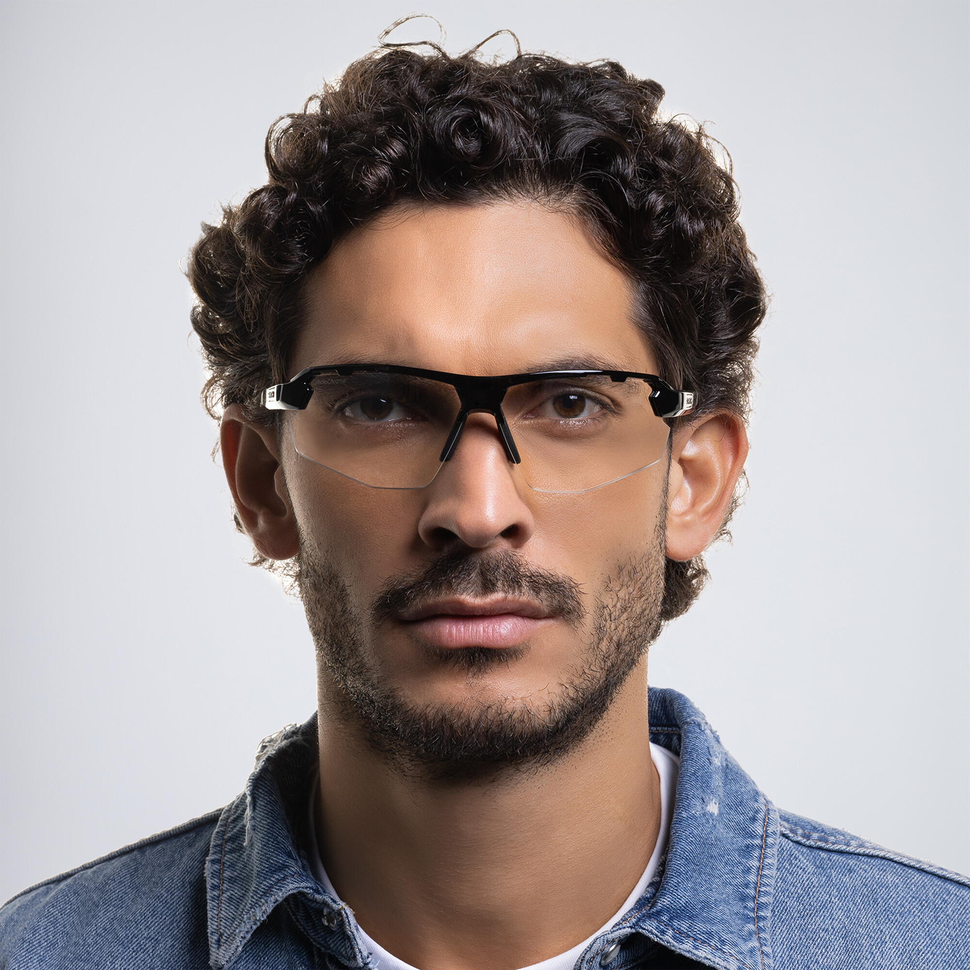 SMITH Unisex Half-Rim Wide Irregular Sunglasses in Black – Product Photo 7