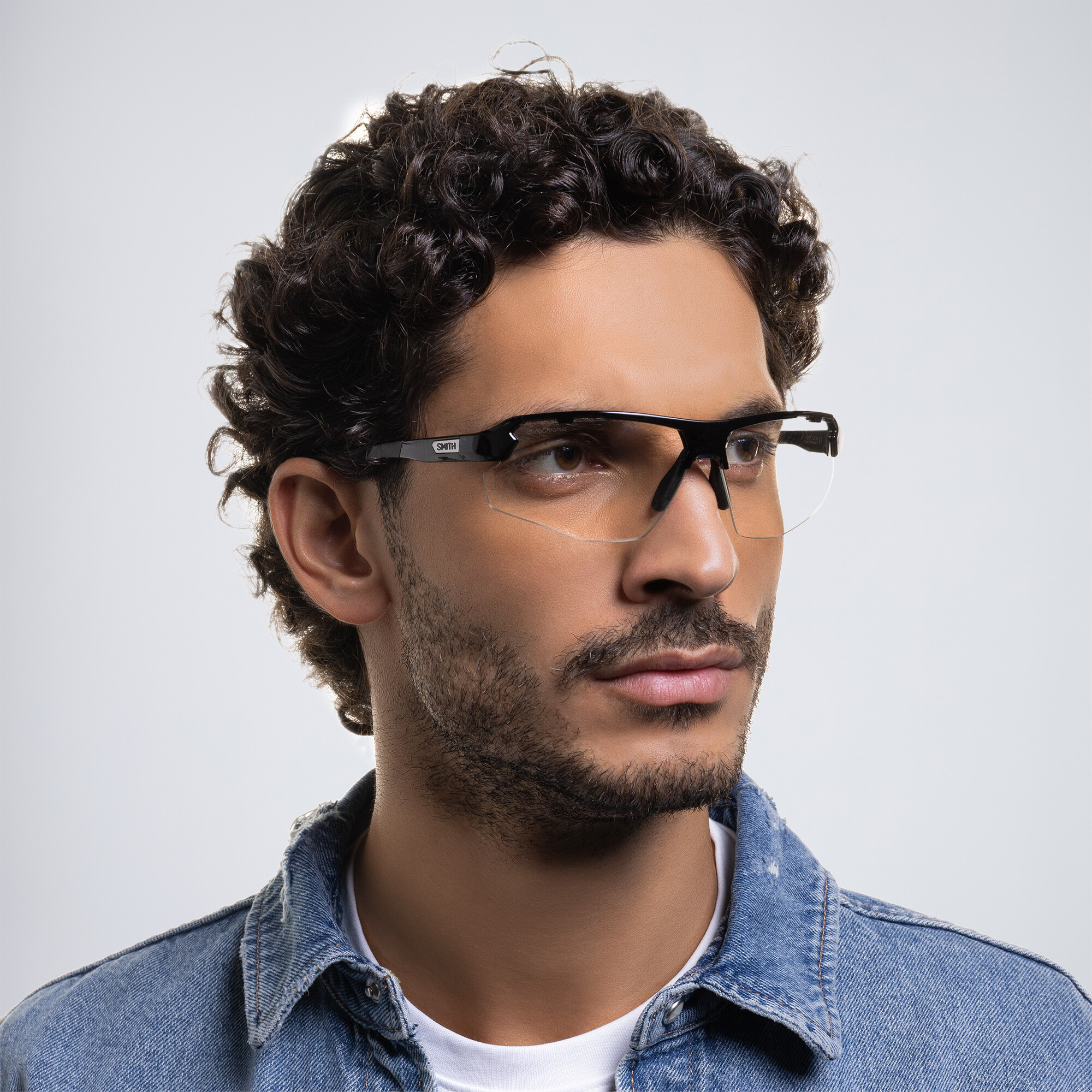 SMITH Unisex Half-Rim Wide Irregular Sunglasses in Black – Product Photo 8