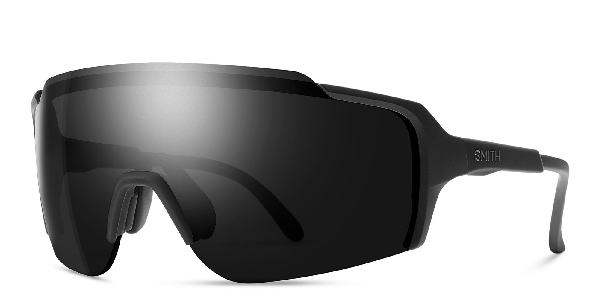 Shop SMITH Unisex Half-Rim Wide Irregular Sunglasses in Black online.