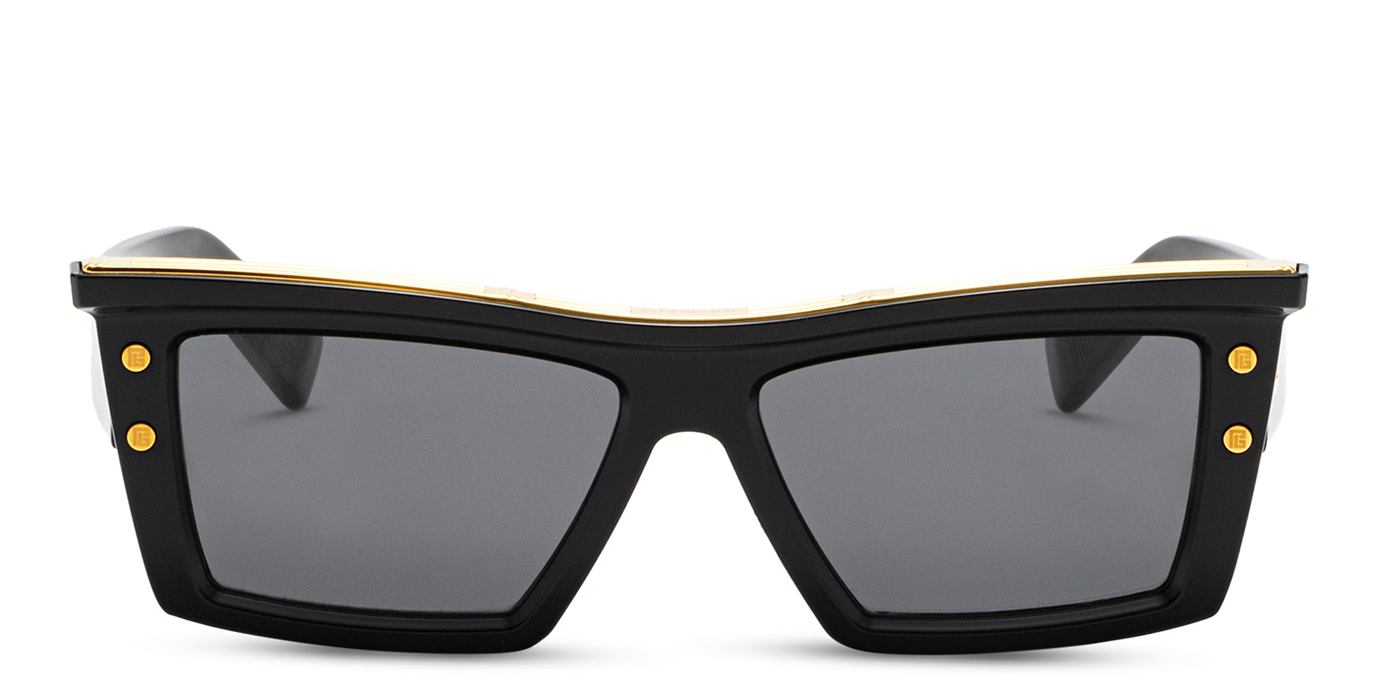 Shop BALMAIN Unisex Rectangle Sunglasses in Black online.