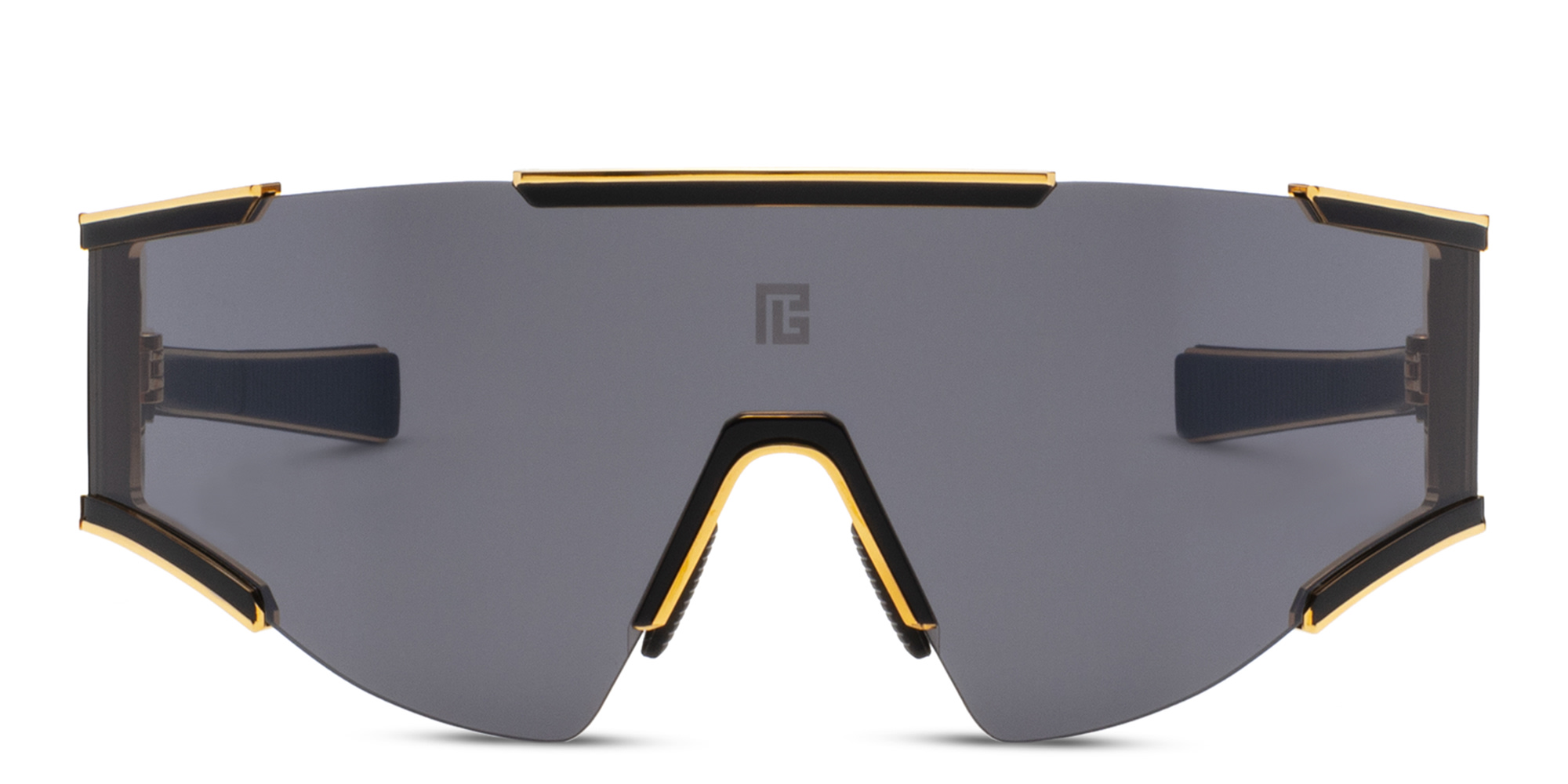 Shop BALMAIN Unisex Oversized Irregular Sunglasses in Black online.