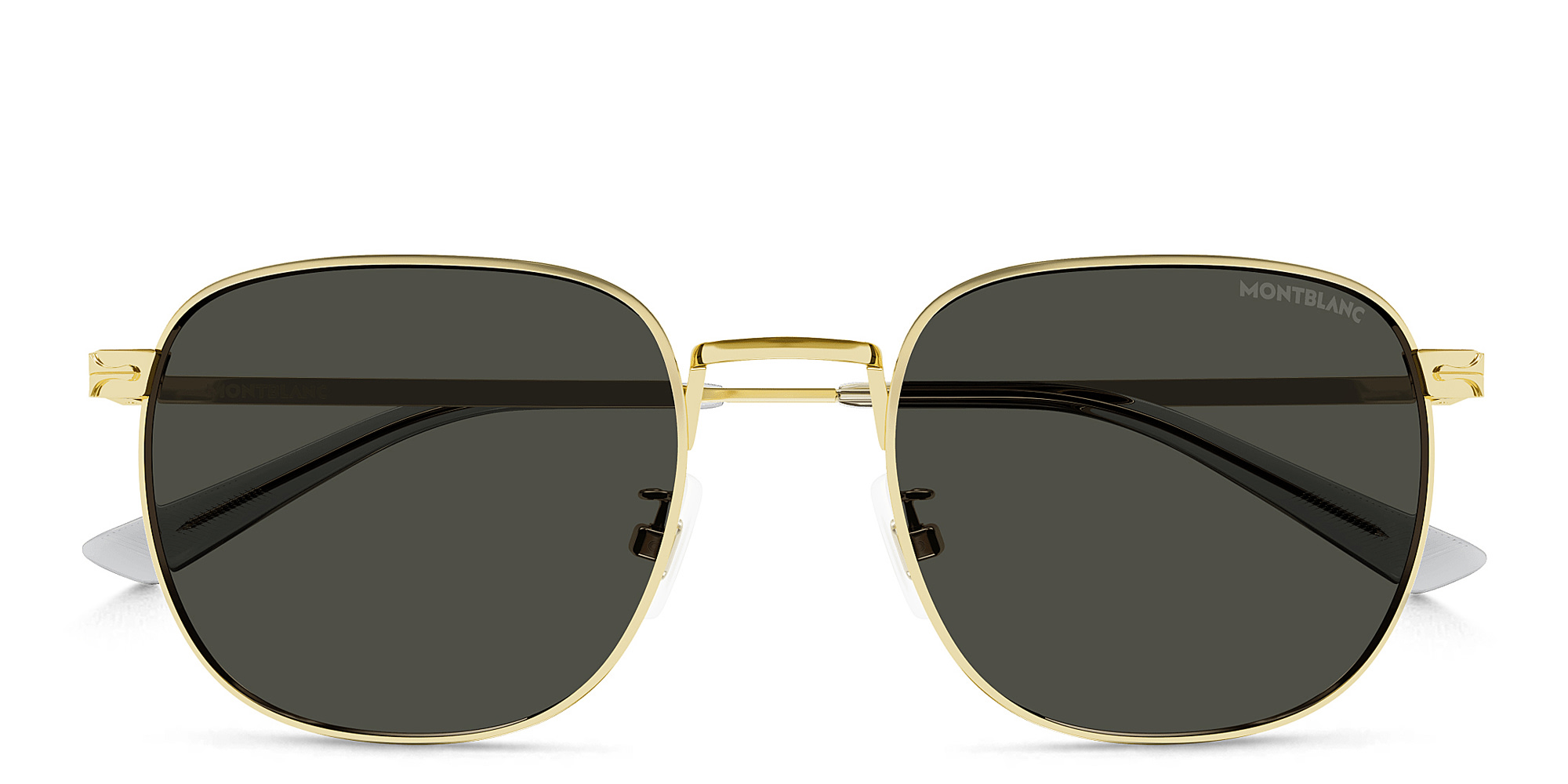 Shop MONTBLANC Square Sunglasses in Gold online.