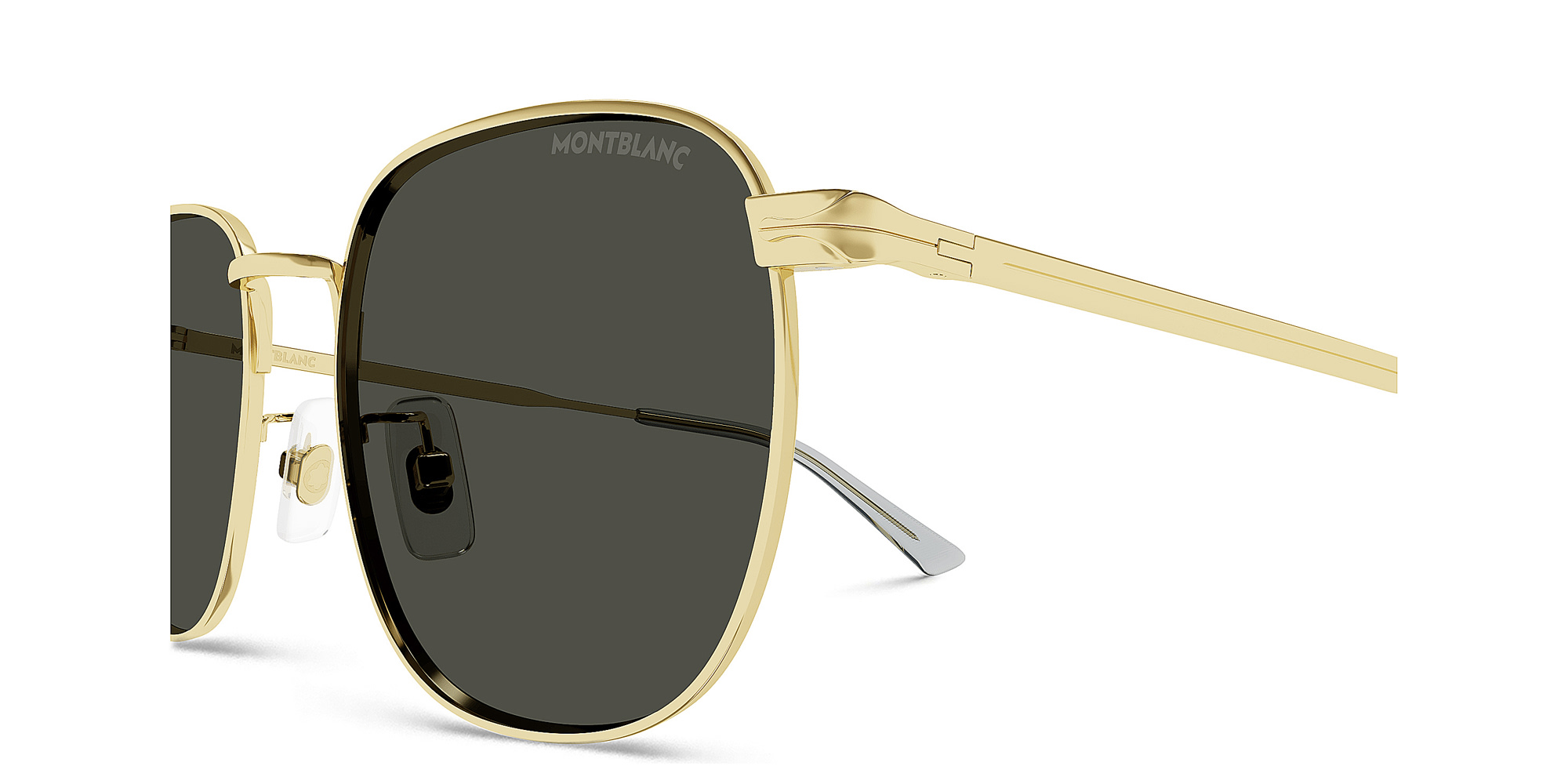 Shop MONTBLANC Square Sunglasses in Gold online.