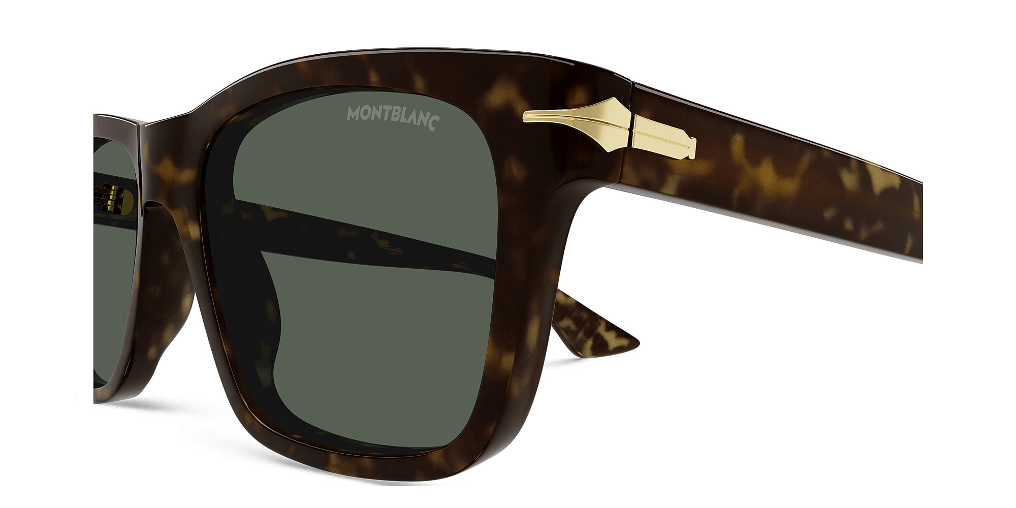 Shop MONTBLANC Rectangle Sunglasses in Havana online.