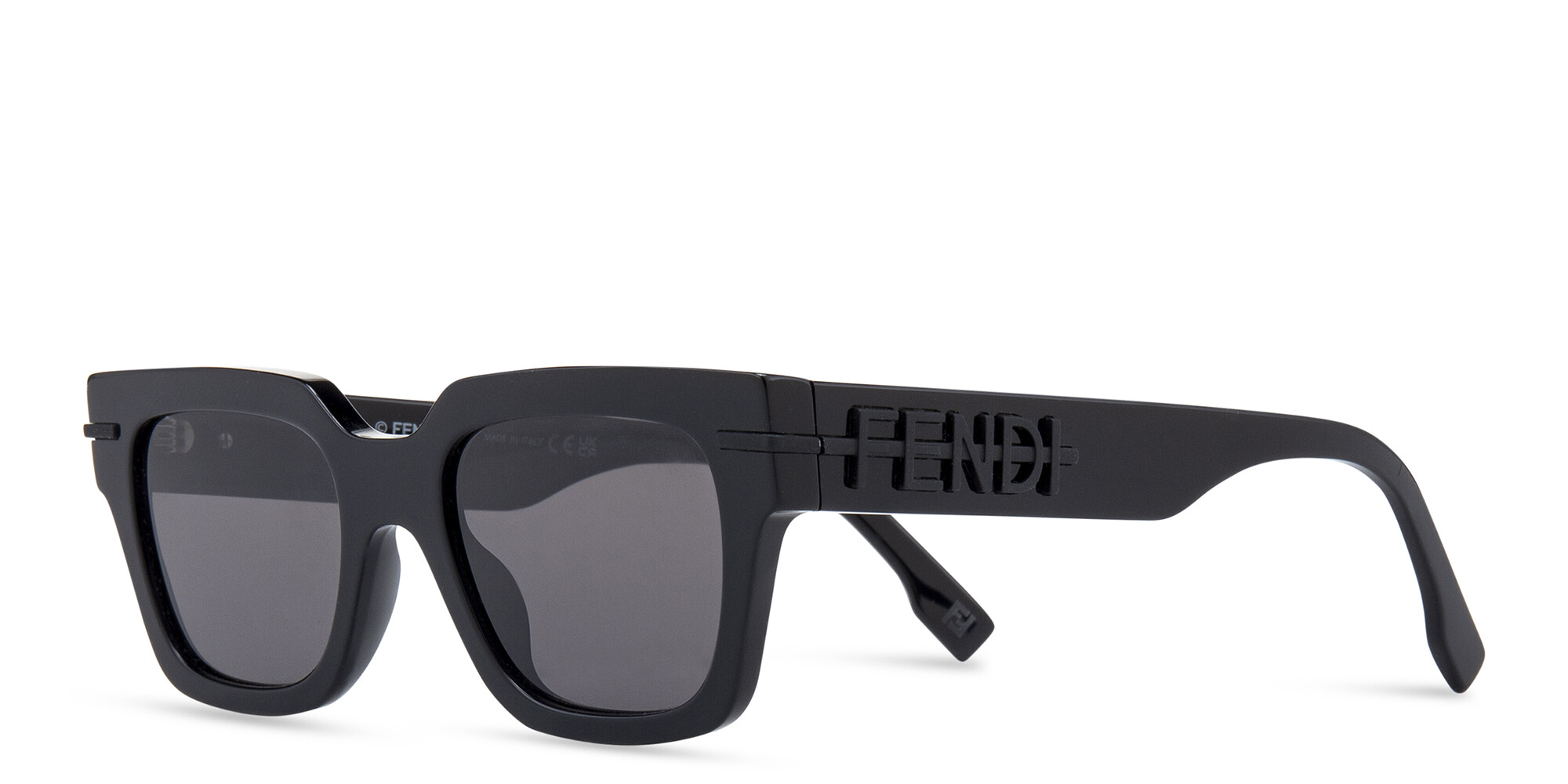Shop FENDI Fendigraphy Rectangle Sunglasses in Black online.