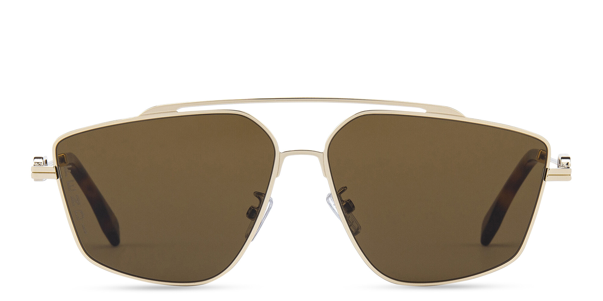Shop FENDI O'Lock Geometric Sunglasses in Light Gold online.