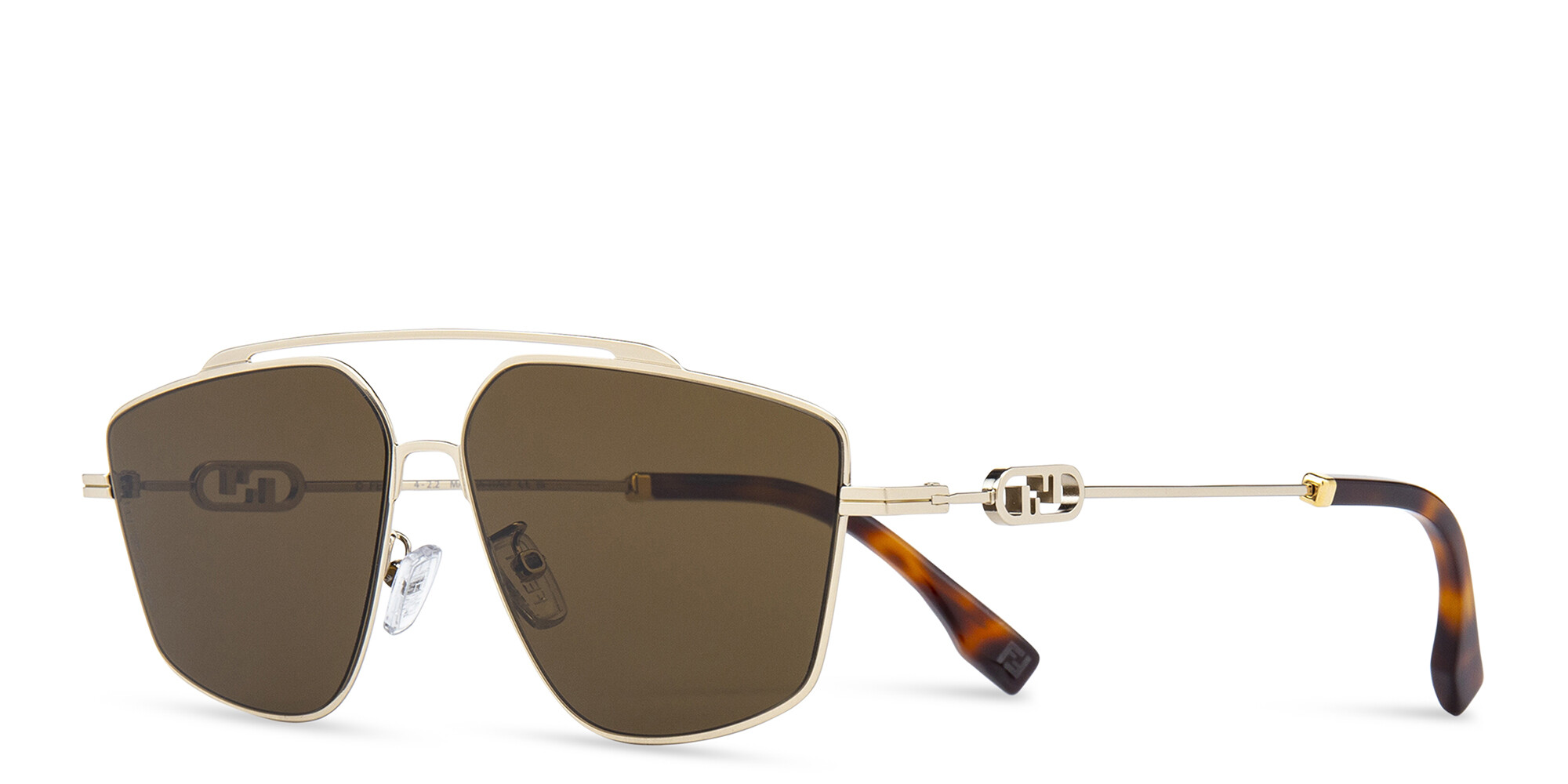 Shop FENDI O'Lock Geometric Sunglasses in Light Gold online.