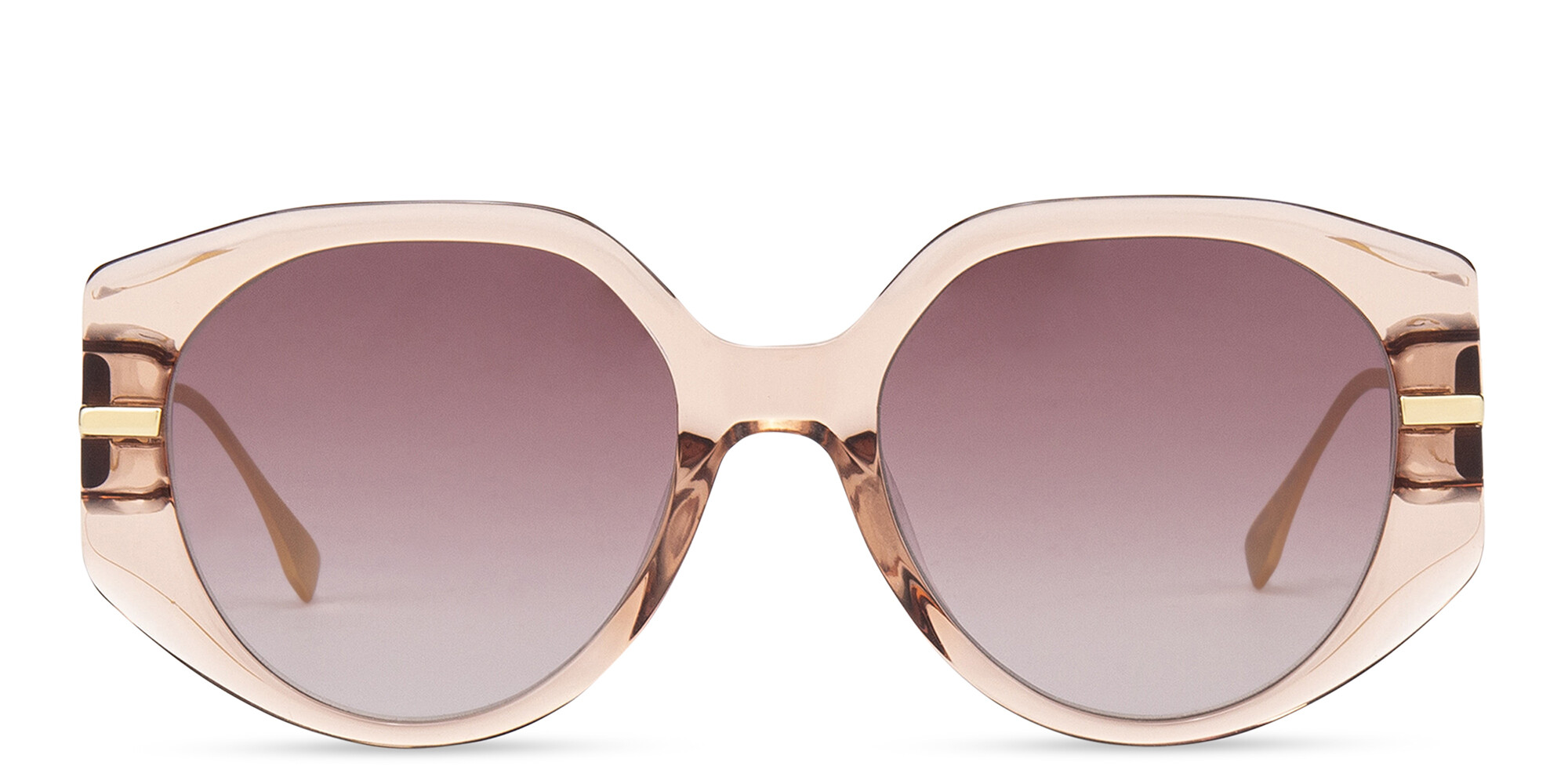 Shop FENDI Fendigraphy Oversized Oval Sunglasses in Transparent Pink online.