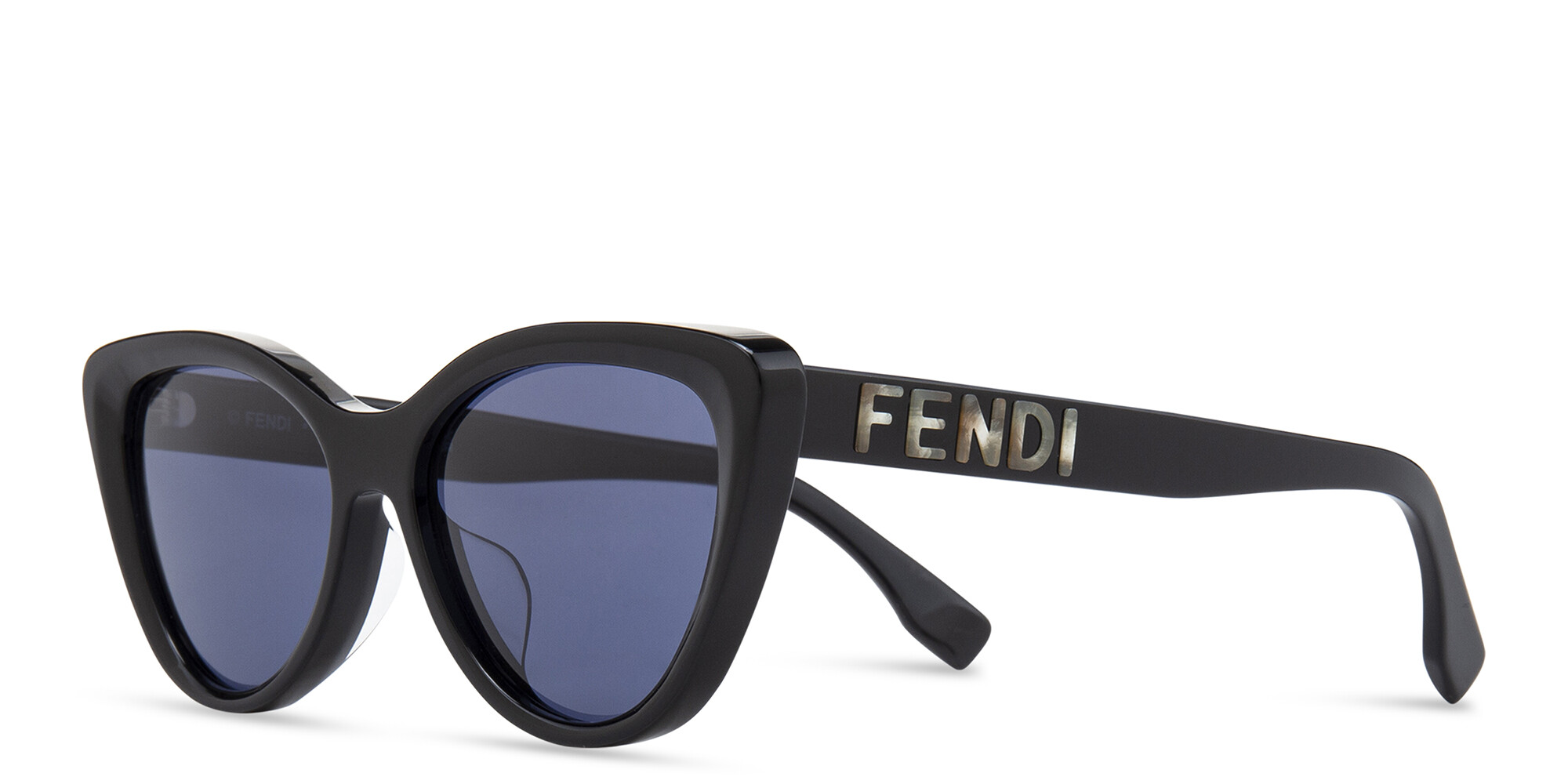 Shop FENDI Lettering Cat-Eye Sunglasses in Black online.