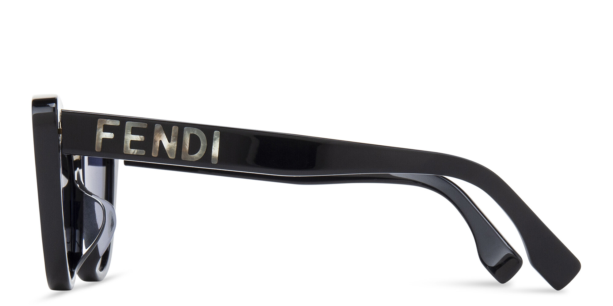 Shop FENDI Lettering Cat-Eye Sunglasses in Black online.