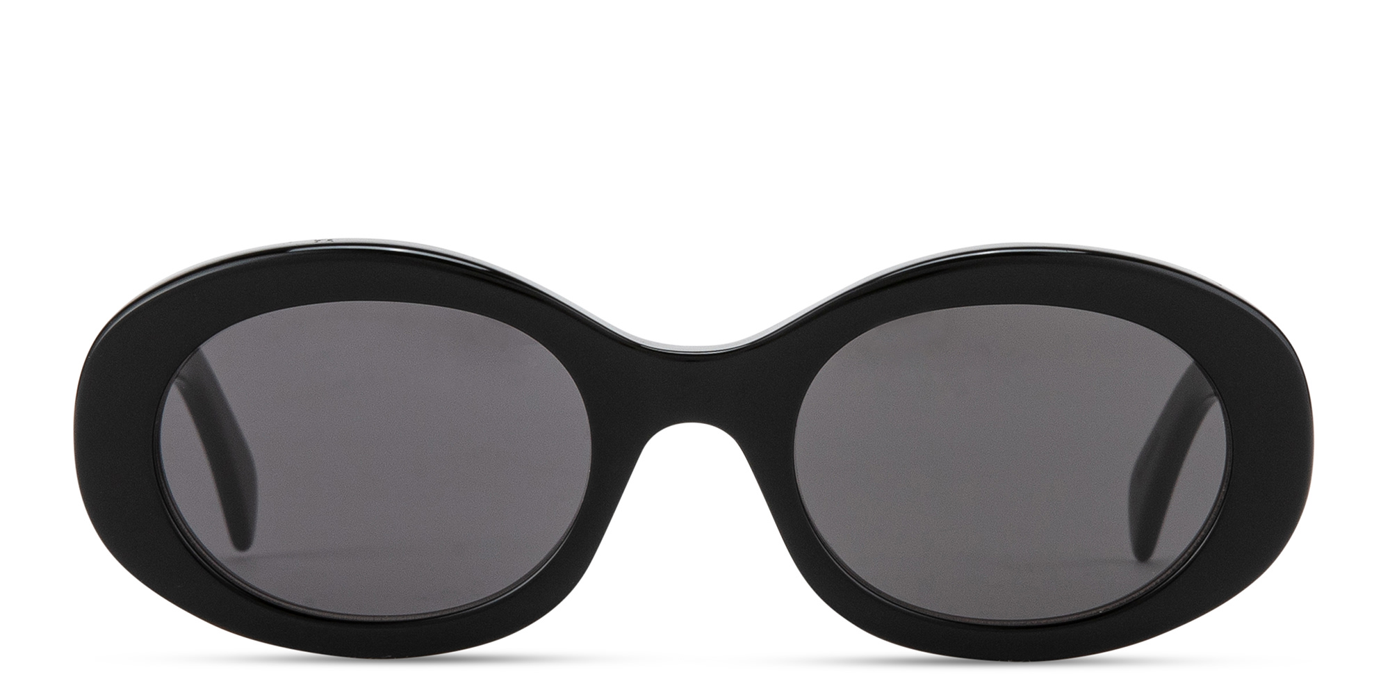 Shop CELINE Triomphe Oval Sunglasses in Black online.