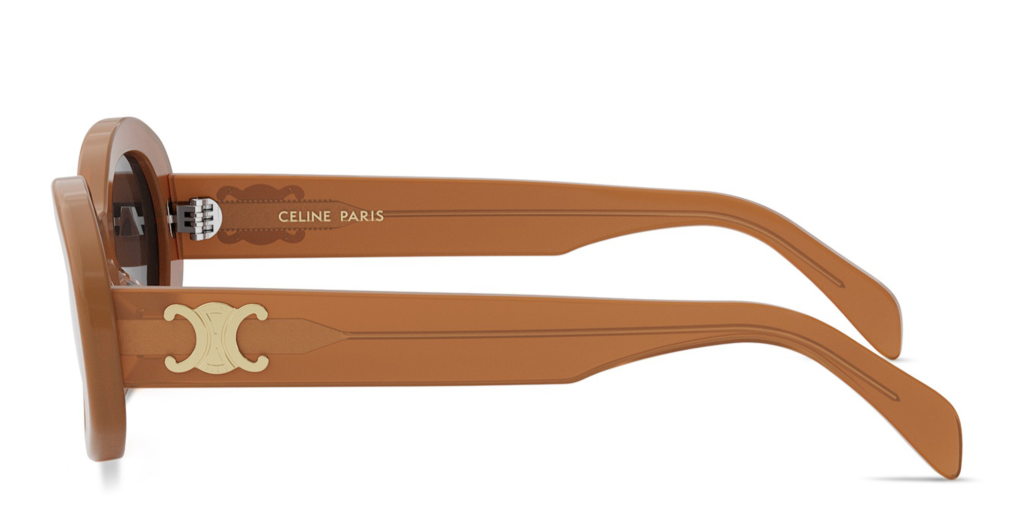 Shop CELINE Triomphe Brown Oval Sunglasses in Brown online.