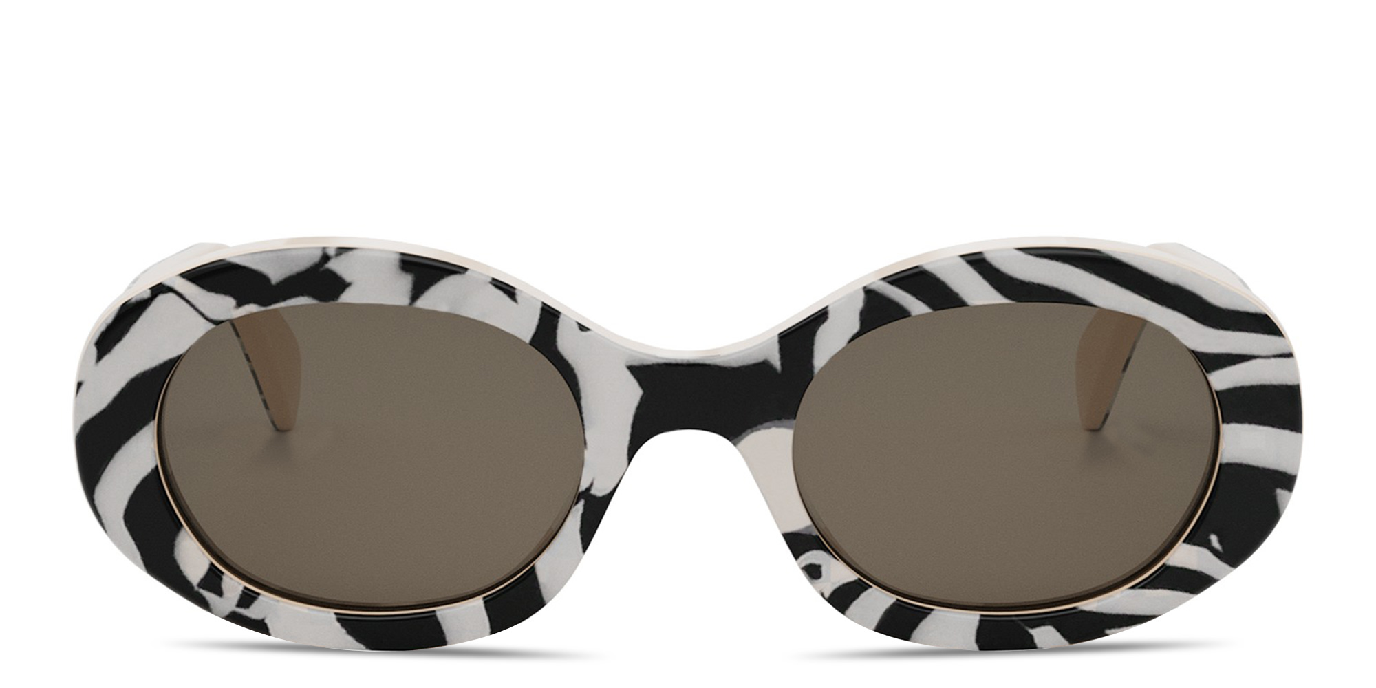 Shop CELINE Triomphe Black Oval Sunglasses in Brown online.