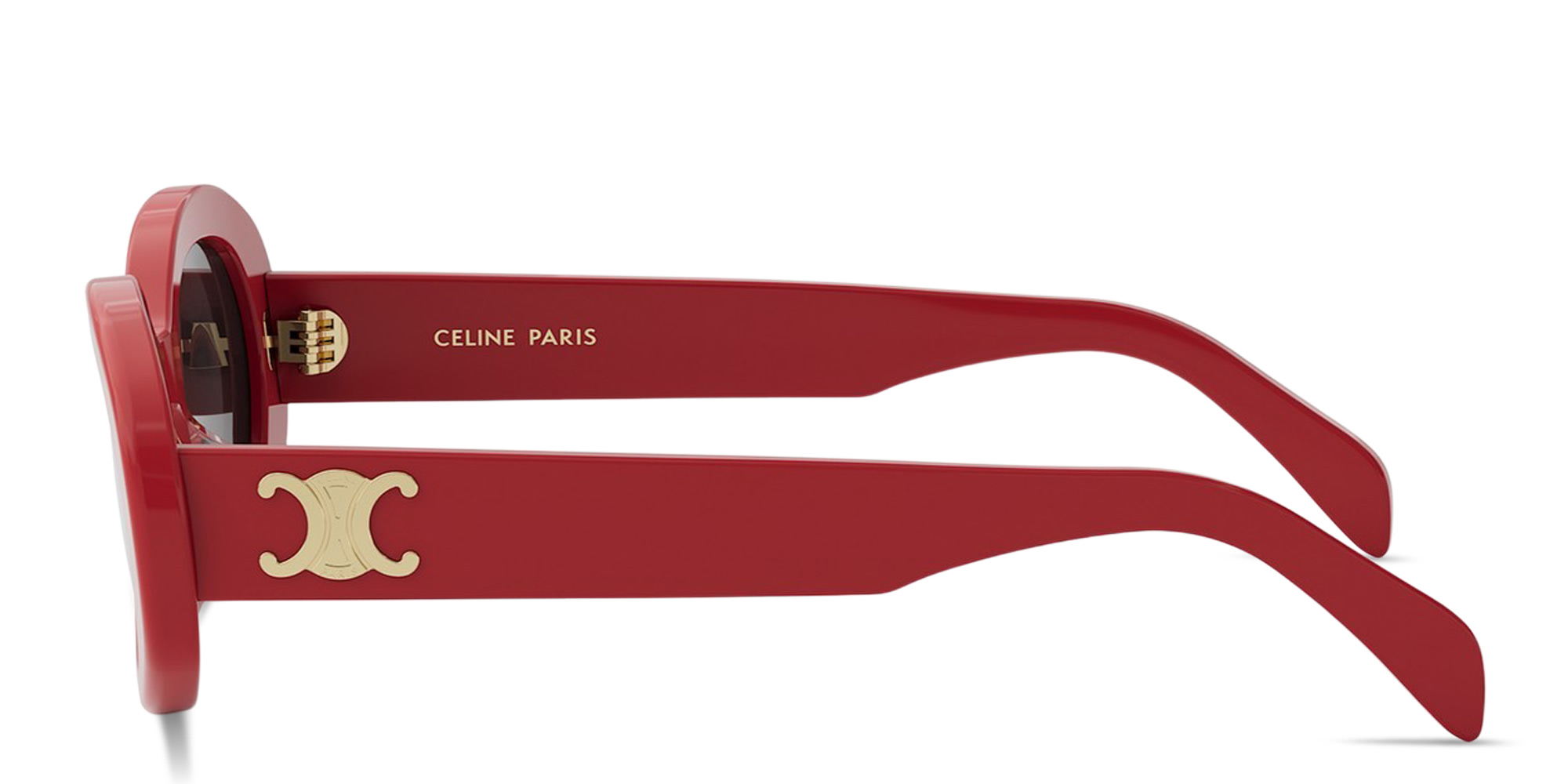 Shop CELINE Triomphe Oval Sunglasses in Red online.