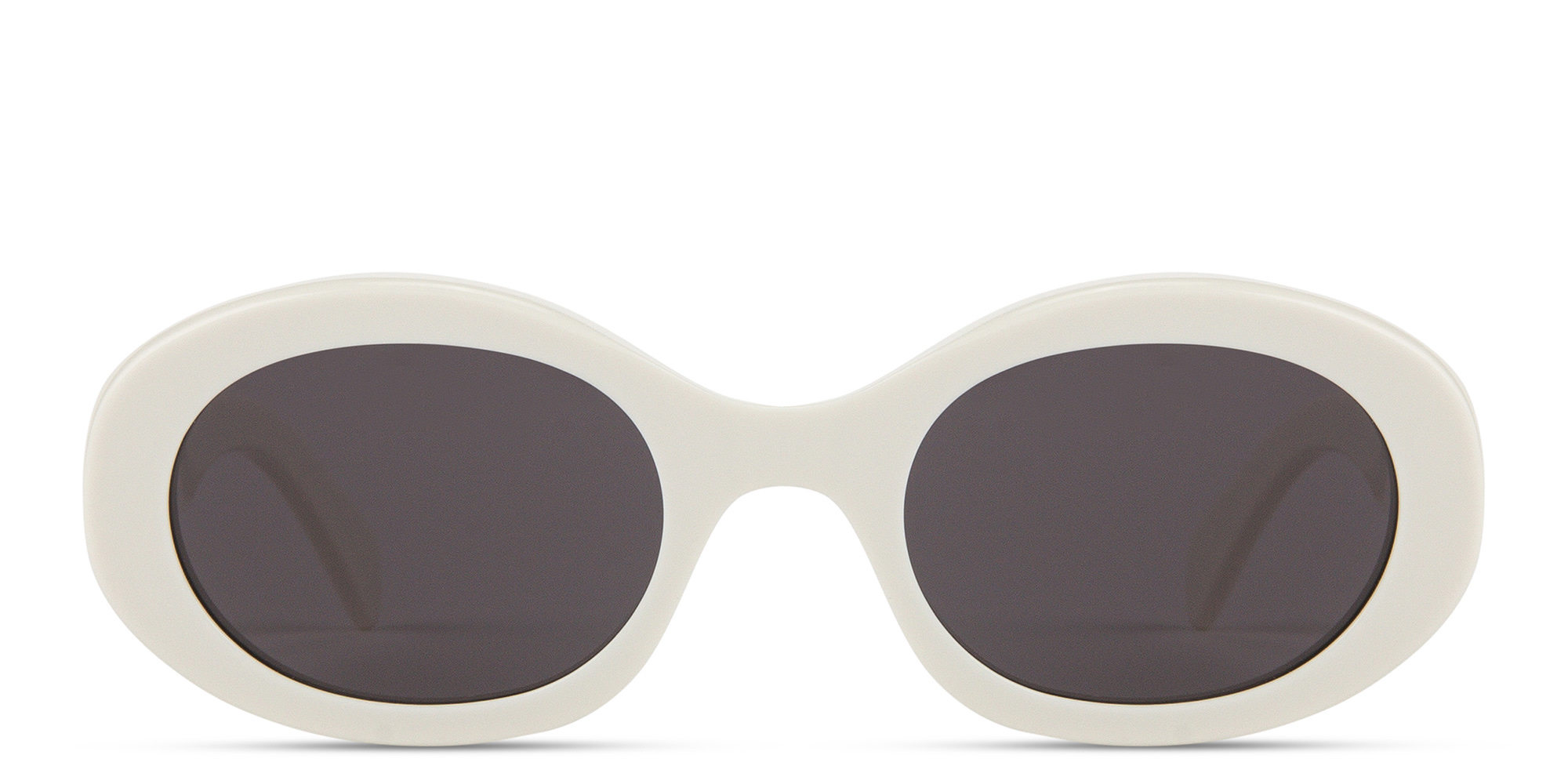 Shop CELINE Triomphe Oval Sunglasses in White online.
