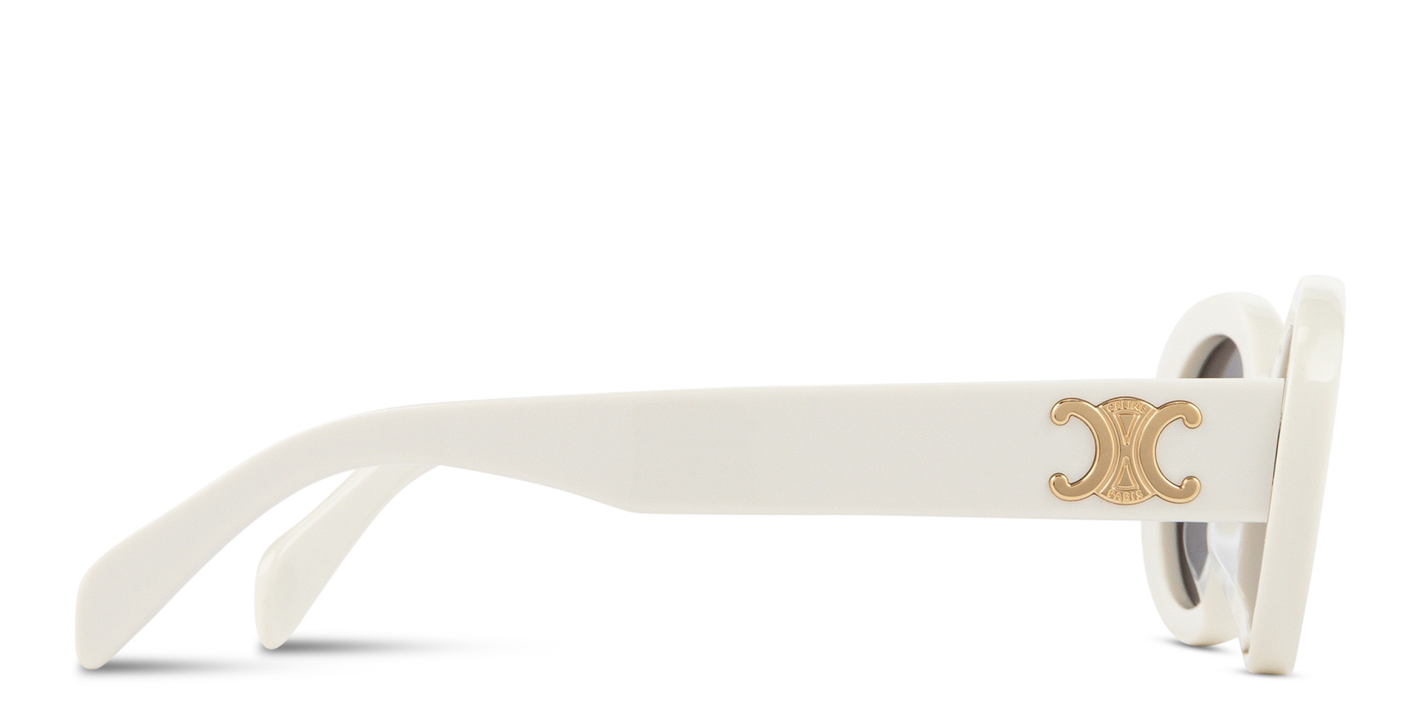 Shop CELINE Triomphe Oval Sunglasses in White online.
