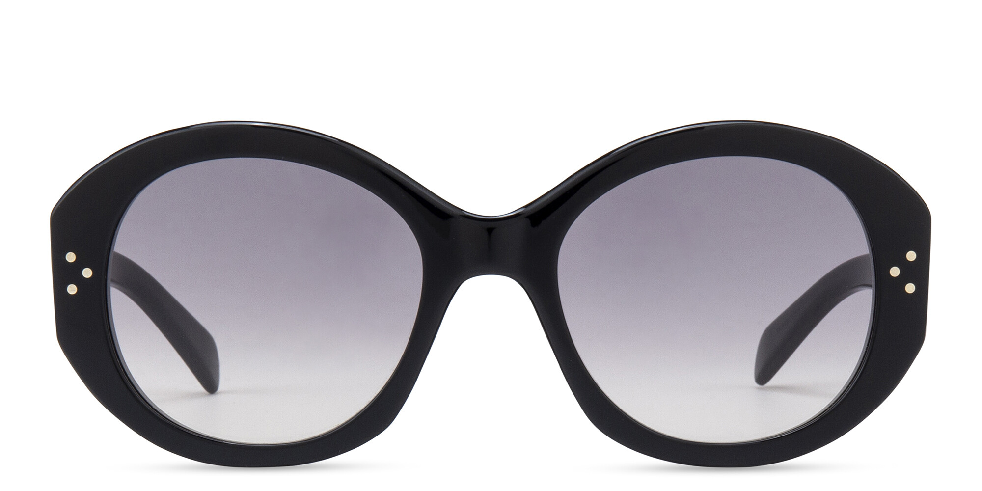 Shop CELINE 3 Dots Round Sunglasses in Black online.