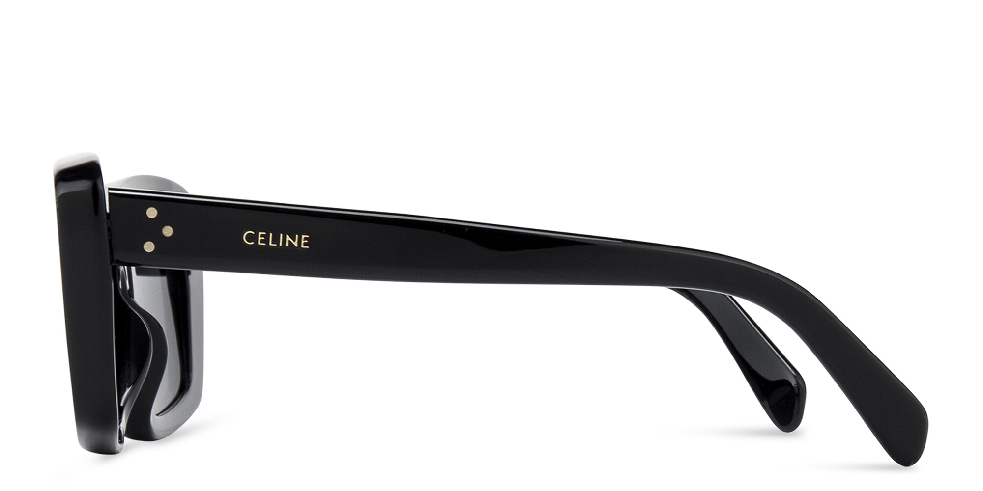 Shop CELINE 3 Dots Rectangle Sunglasses in Black online.