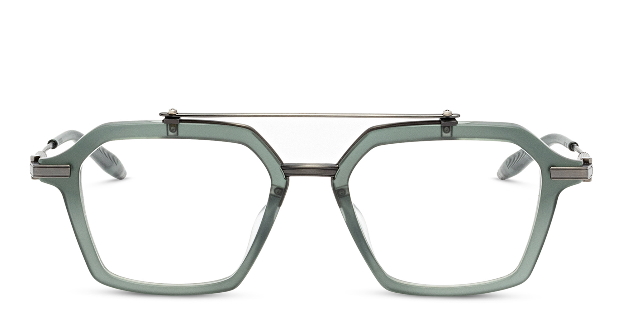 Shop AKONI Unisex Aviator Eyeglasses in Green online.