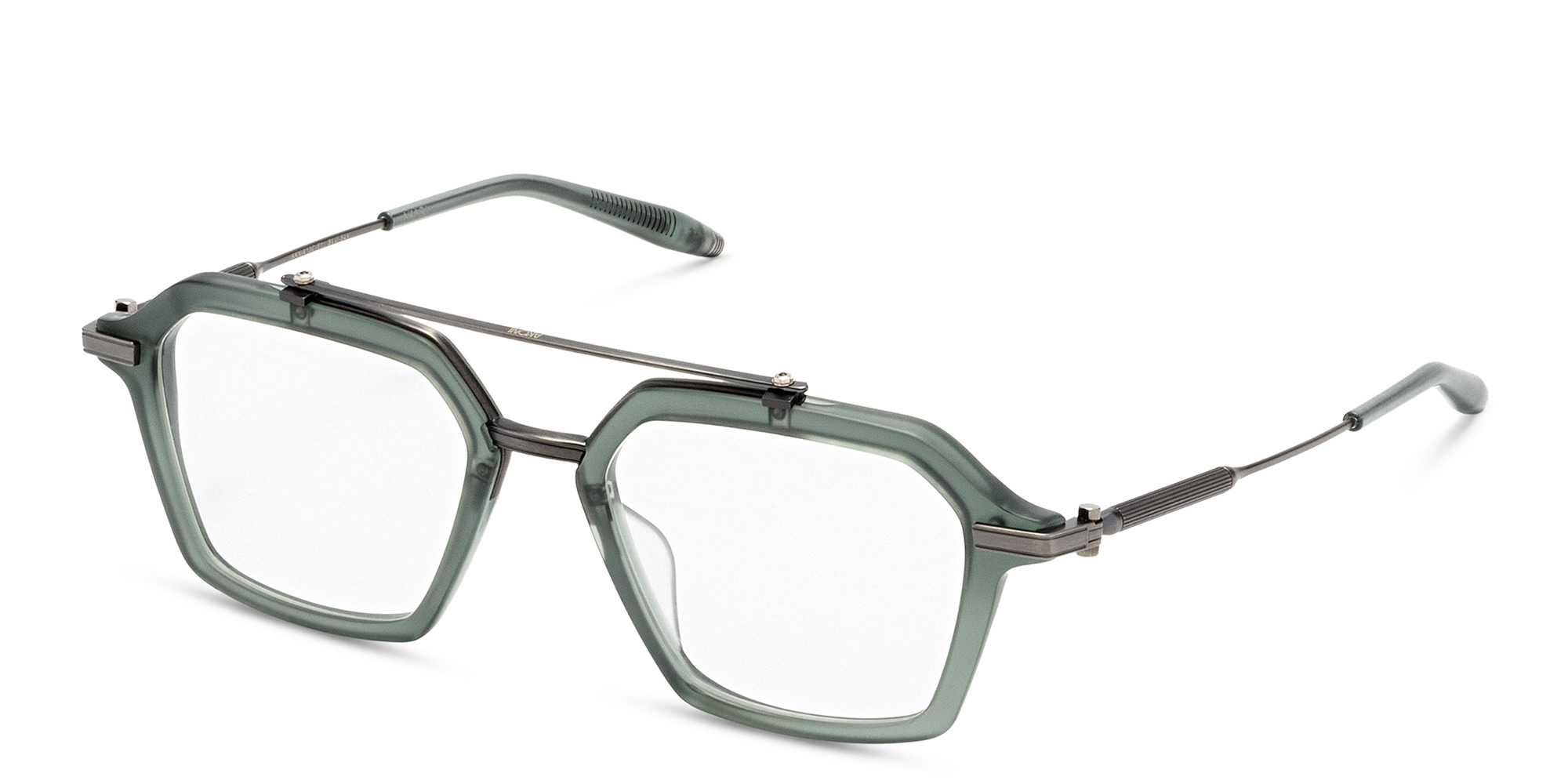 Shop AKONI Unisex Aviator Eyeglasses in Green online.