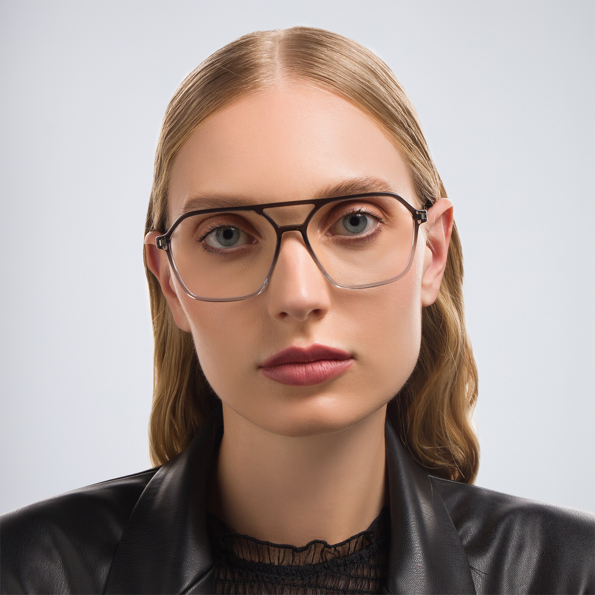 Shop AKONI Unisex Aviator Eyeglasses in Grey online.