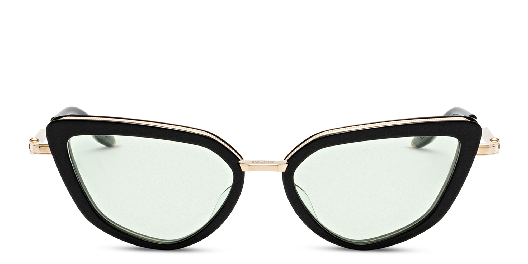 Shop AKONI Cat-Eye Eyeglasses in Black Gold online.